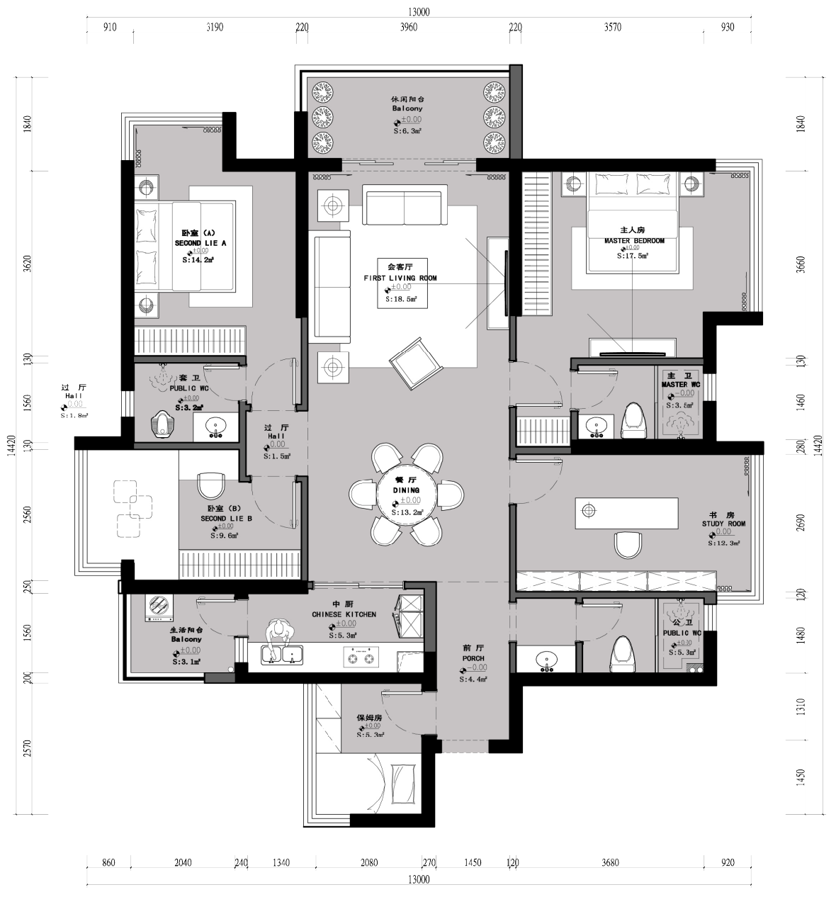 南寧嘉和城塞納北岸160㎡戶(hù)型圖