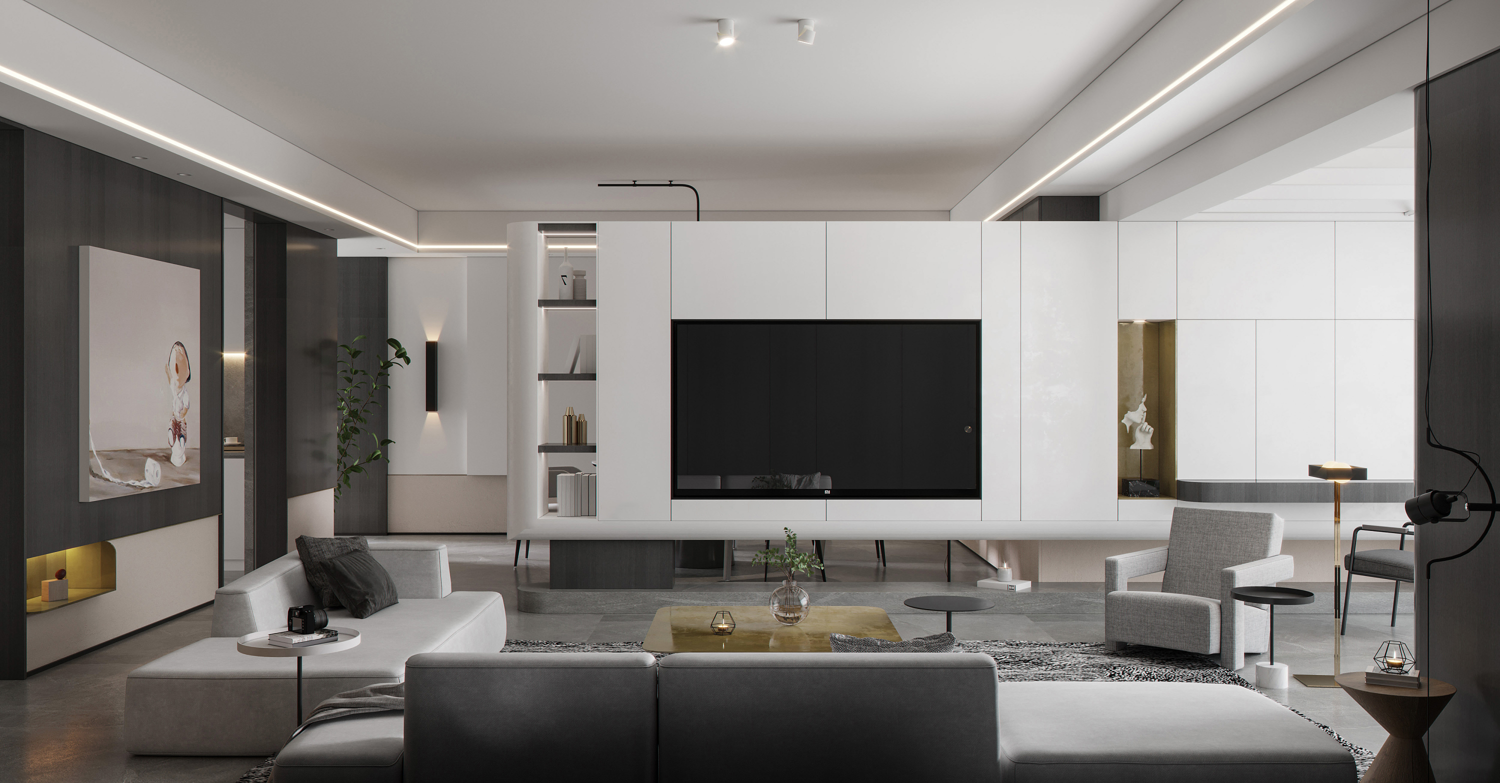 南寧嘉和城高迪公館260㎡客廳現(xiàn)代裝修風格案例效果圖