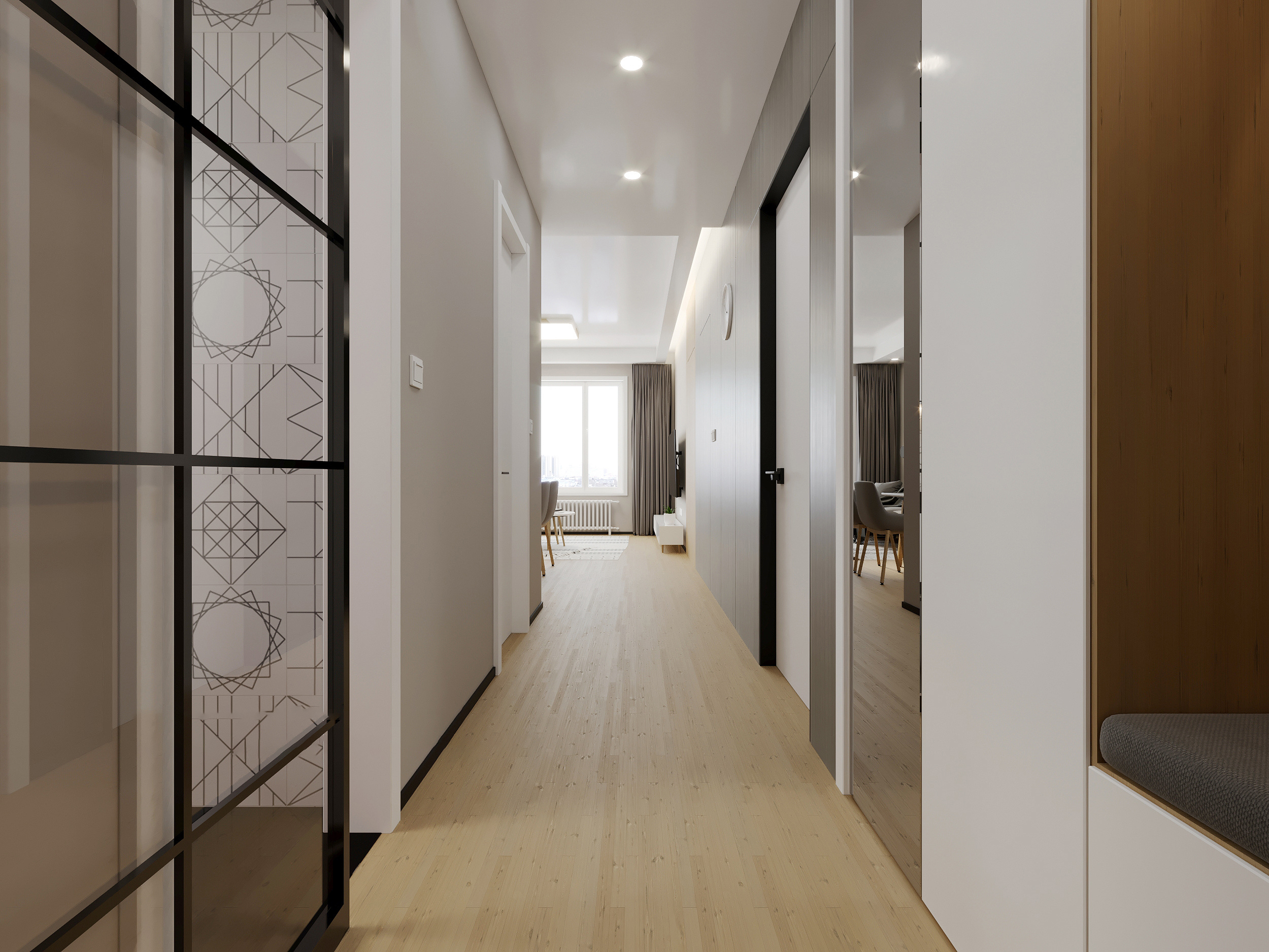 南寧光明城市夢溪苑160㎡玄關(guān)走廊現(xiàn)代簡約裝修風(fēng)格案例效果圖