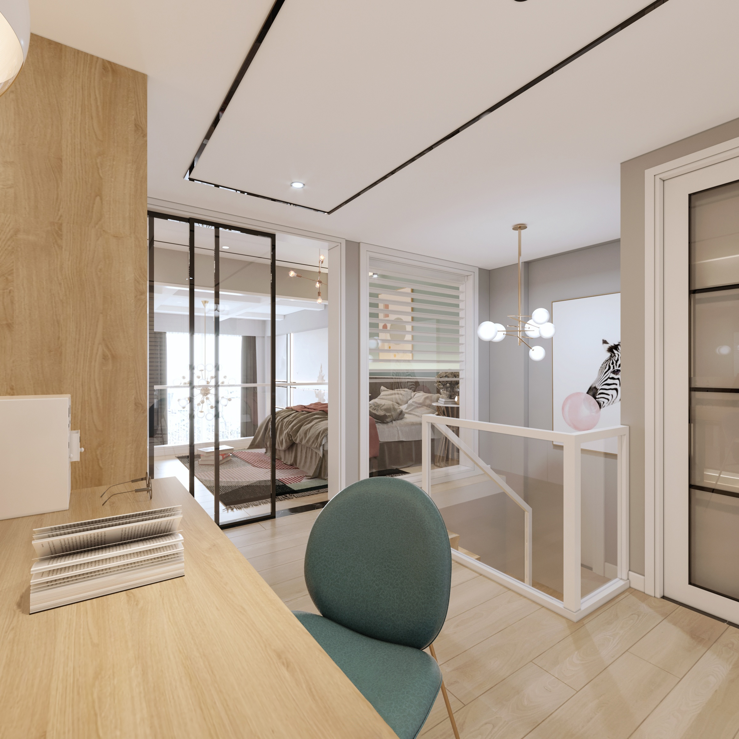 南寧云景山語城170㎡書房北歐裝修風(fēng)格案例效果圖