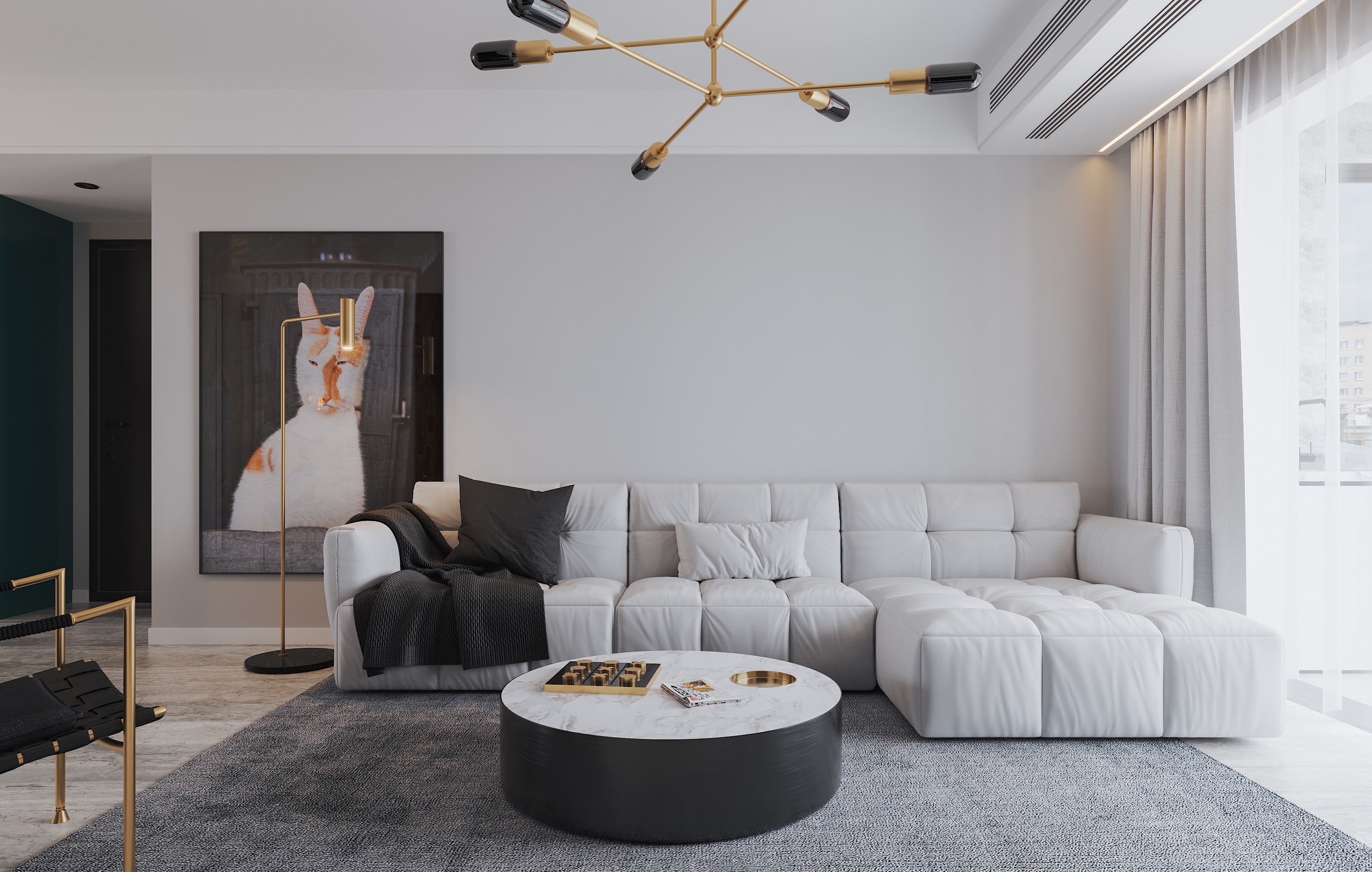 南寧翡翠時(shí)光143㎡客廳現(xiàn)代極簡裝修風(fēng)格效果圖