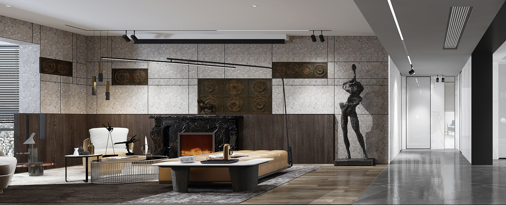 南寧國賓壹號230㎡客廳臺式裝修風(fēng)格案例效果圖