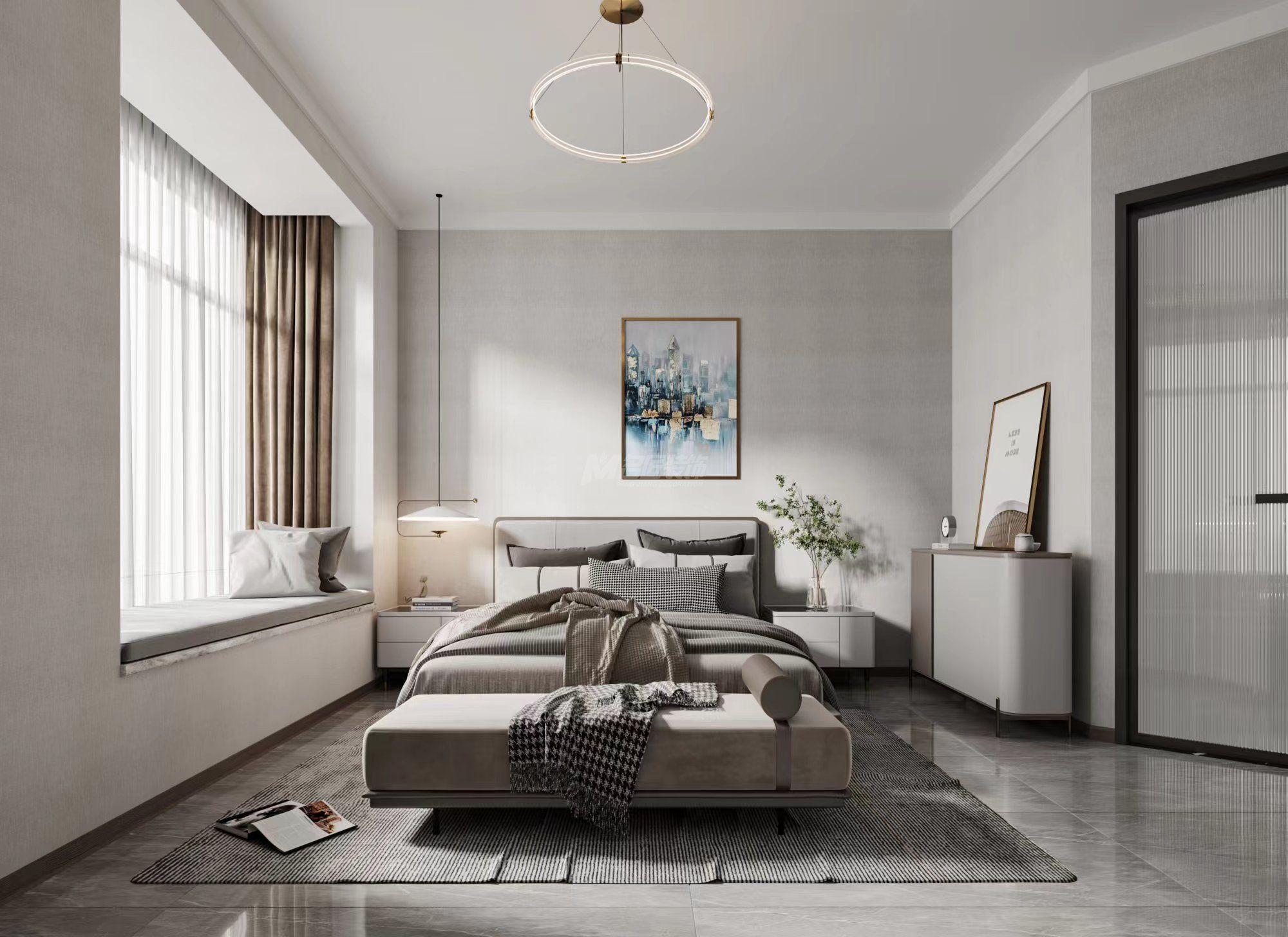 南寧合景天匯136㎡主臥現(xiàn)代簡約裝修風(fēng)格效果圖