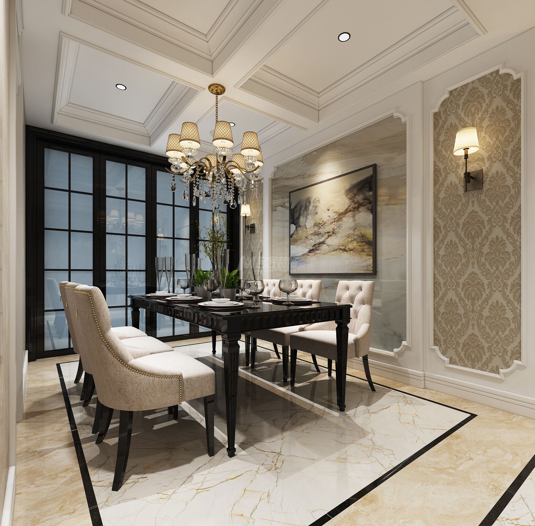 南寧江川悅城129㎡餐廳歐式裝修風(fēng)格效果圖