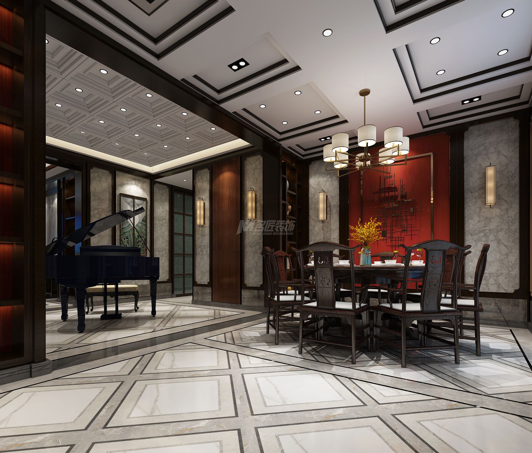 南寧國(guó)賓壹號(hào)230㎡餐廳中式裝修風(fēng)格效果圖