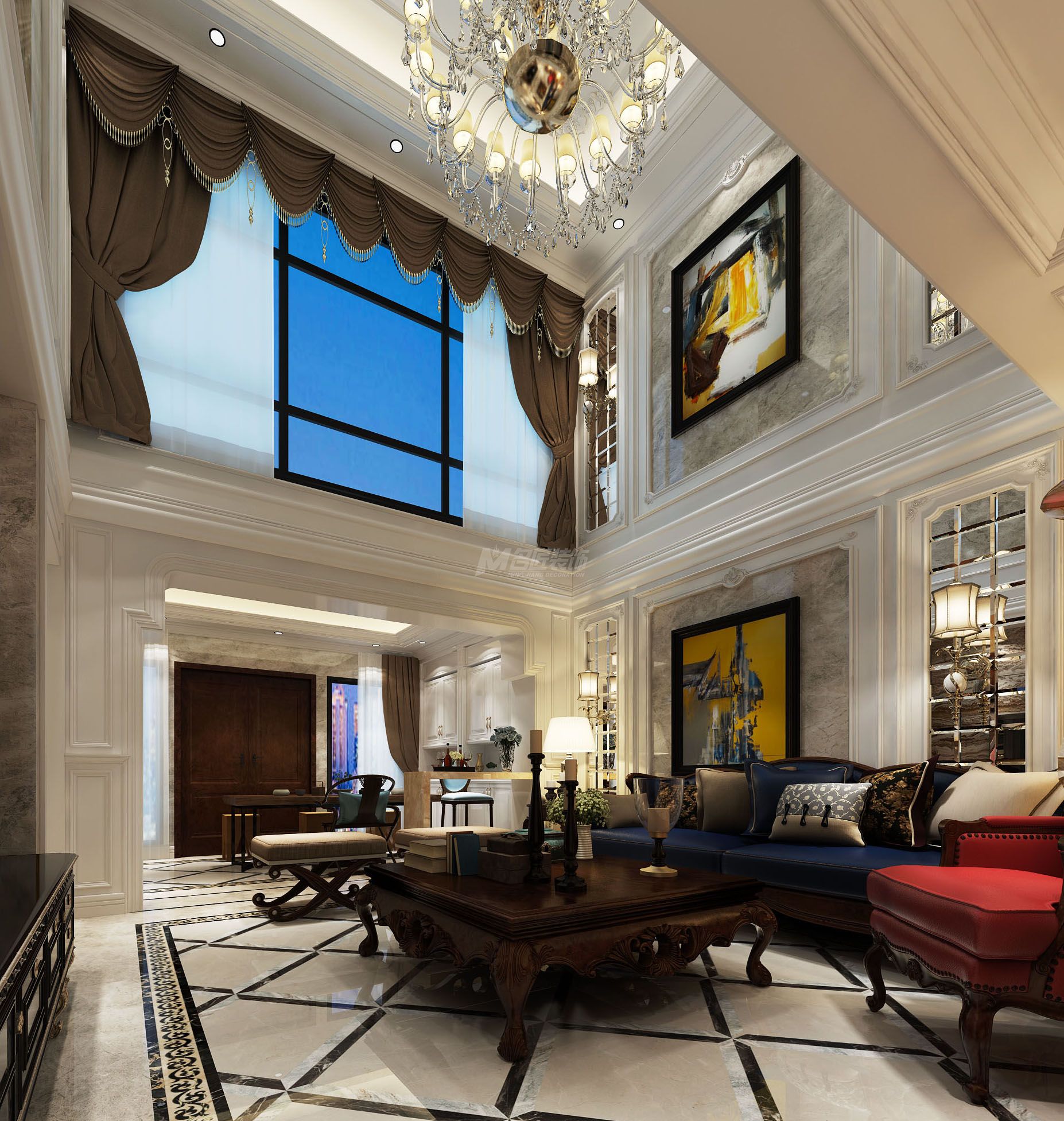 南寧榮和山水美地191㎡客廳歐式裝修風(fēng)格效果圖