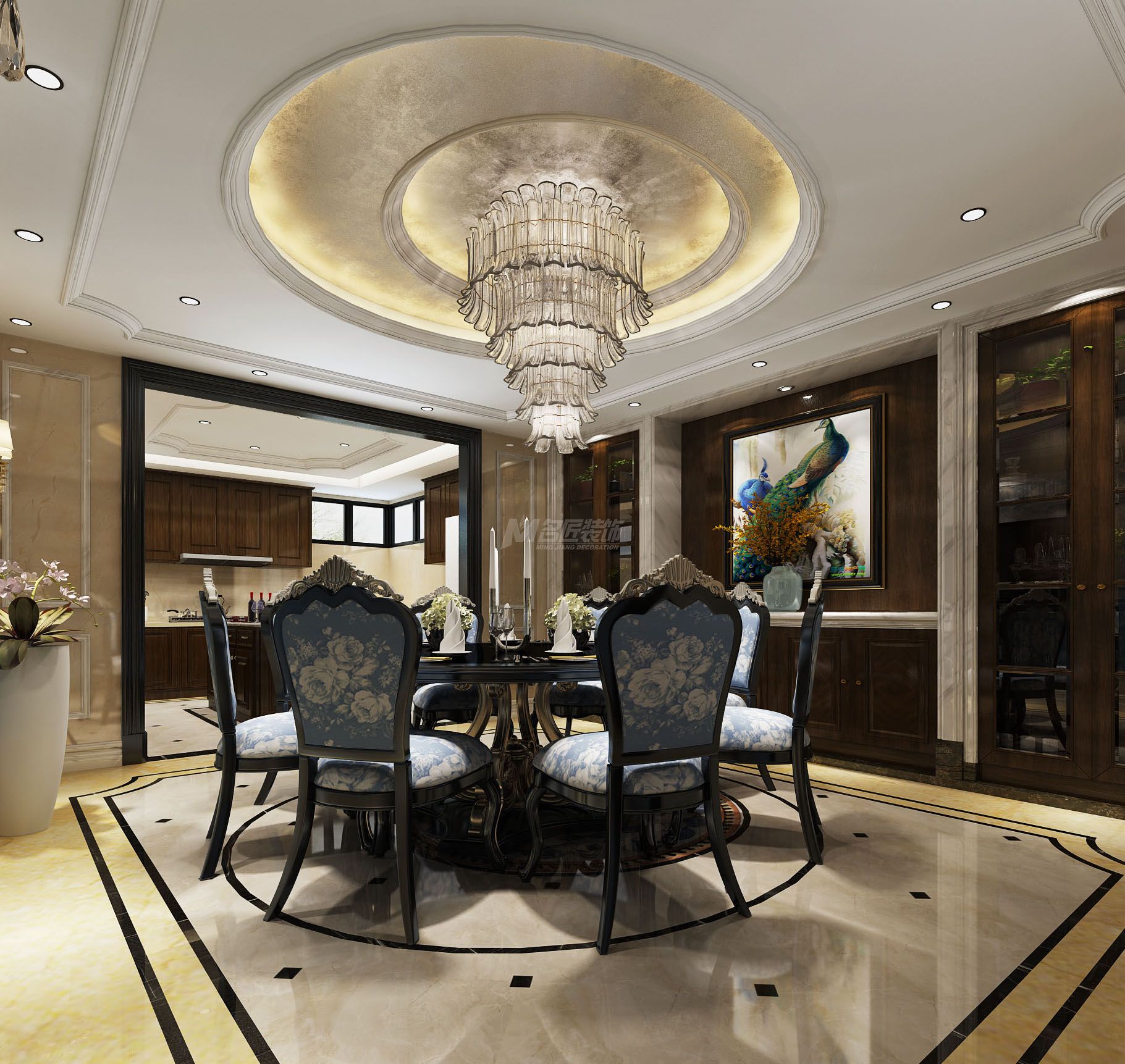 南寧嘉和城360㎡餐廳歐式裝修風(fēng)格案例效果圖