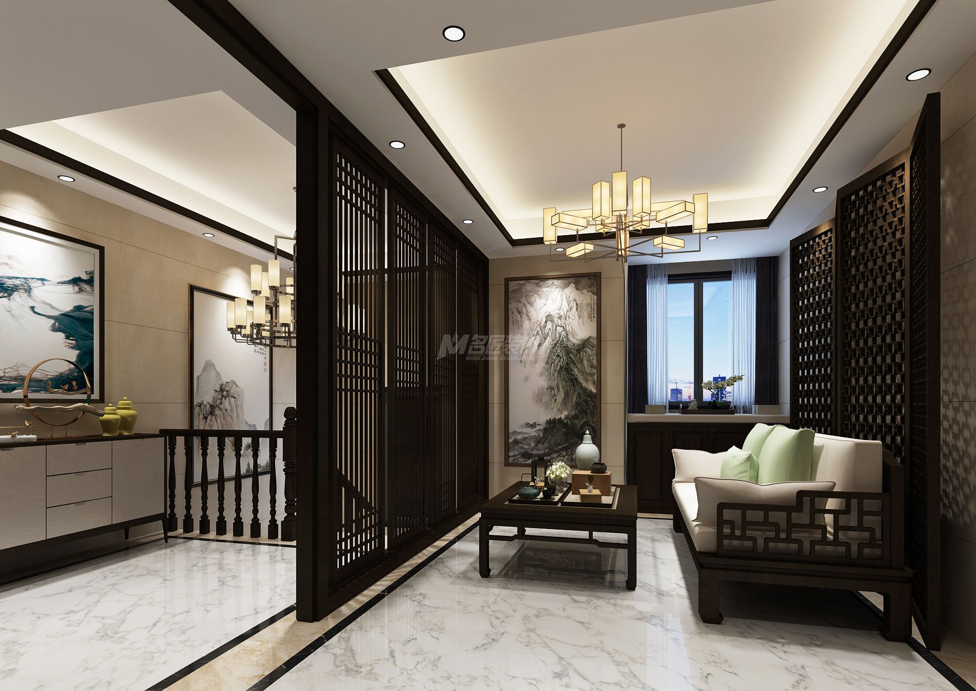 南寧天池山260㎡二樓起居室中式裝修風格效果圖