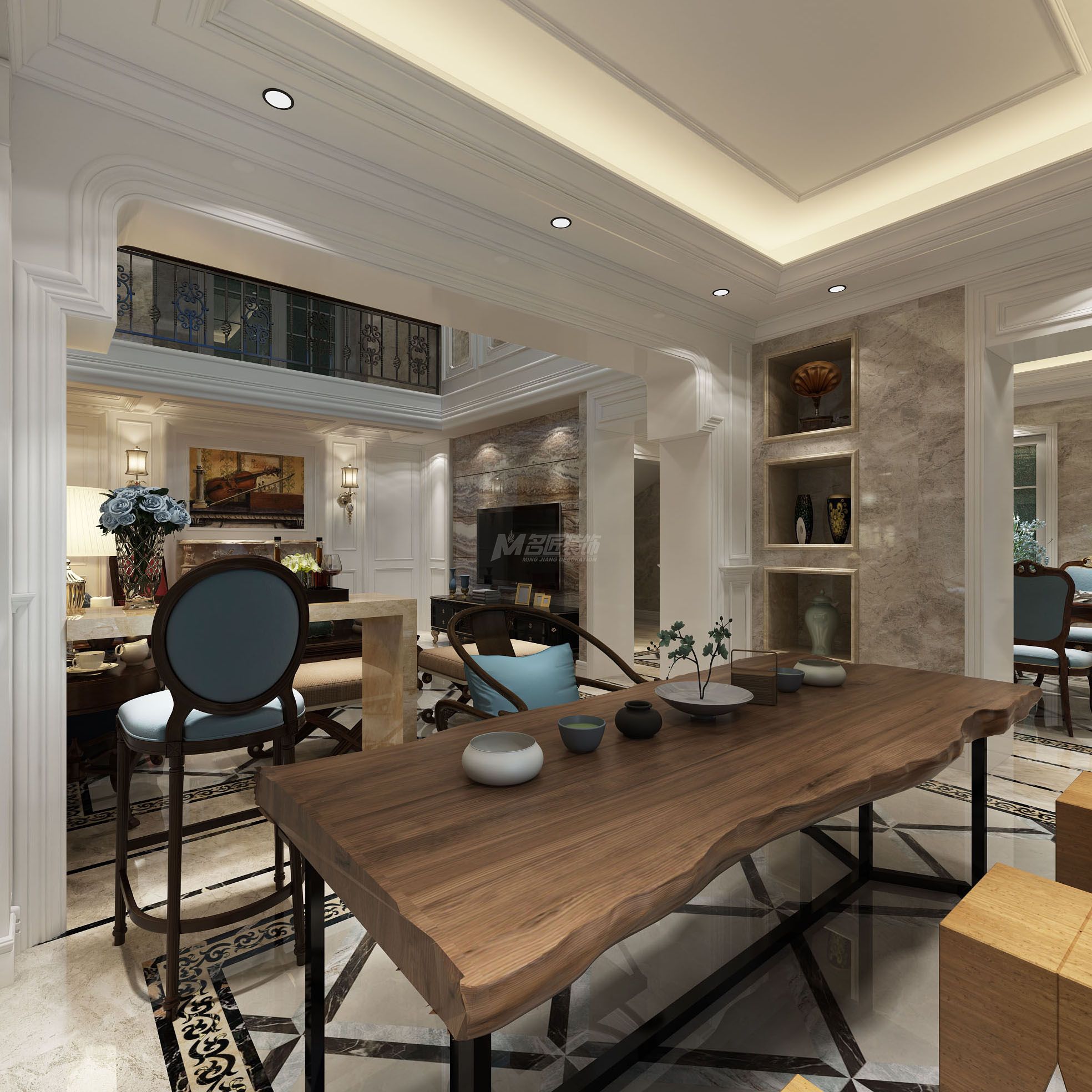 南寧榮和山水美地191㎡茶室歐式裝修風(fēng)格效果圖