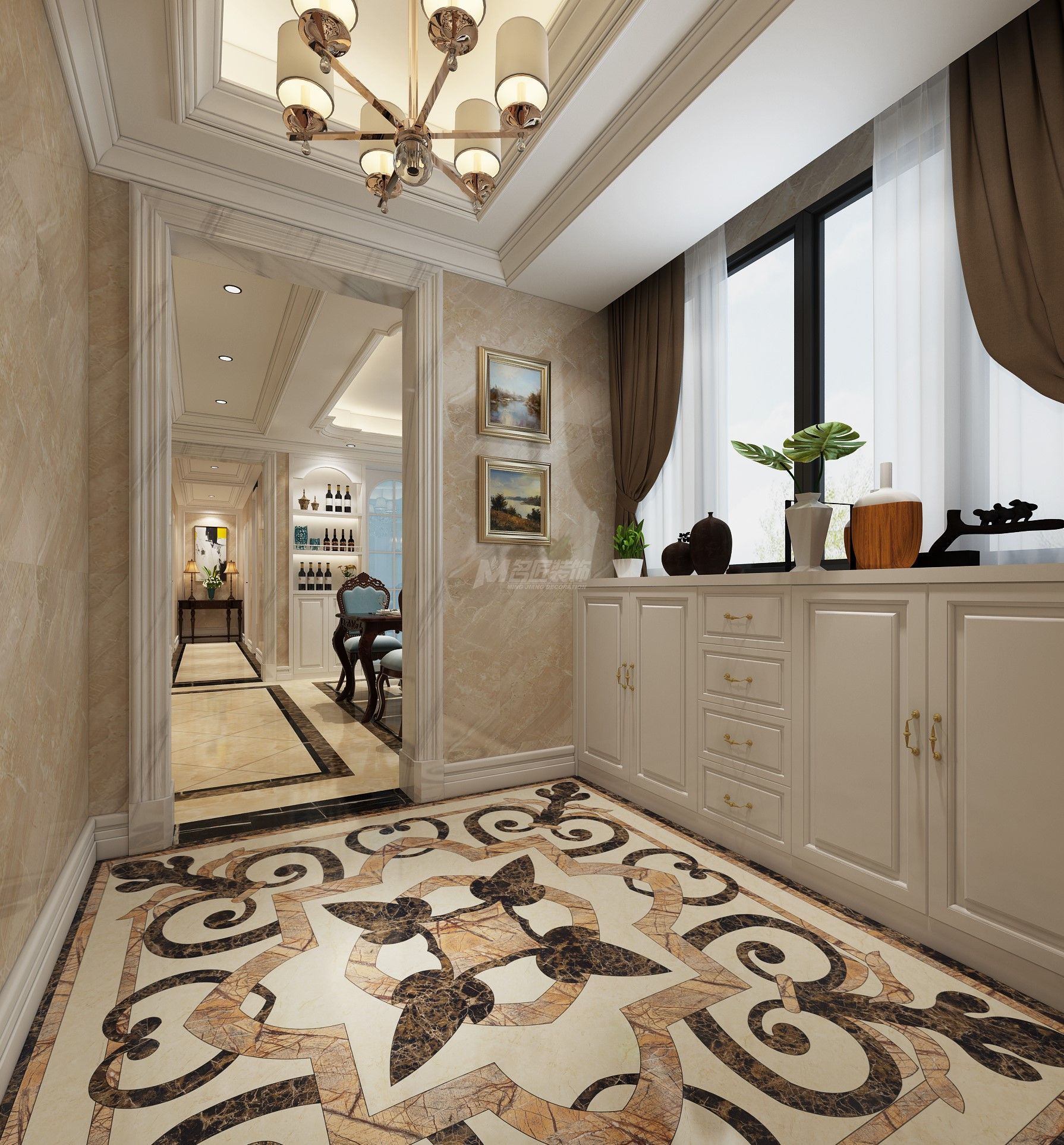 南寧公安廳小區(qū)143㎡玄關(guān)歐式裝修風(fēng)格效果圖