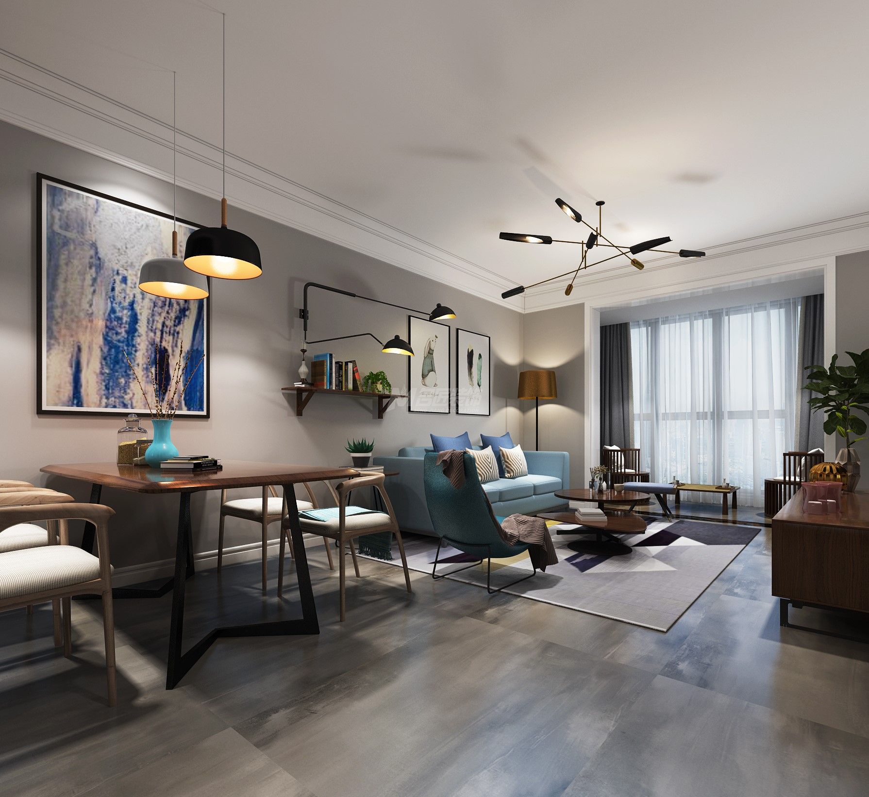 南寧光明瀾灣九里134㎡餐廳北歐裝修風格效果圖