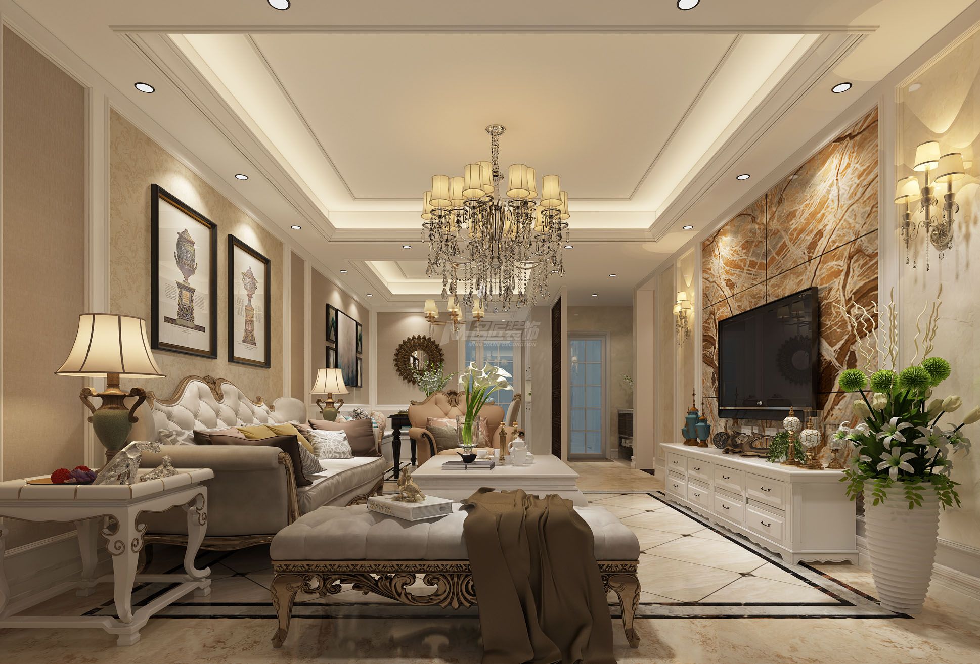 聯(lián)發(fā)君瀾169㎡客廳歐式裝修風(fēng)格效果圖