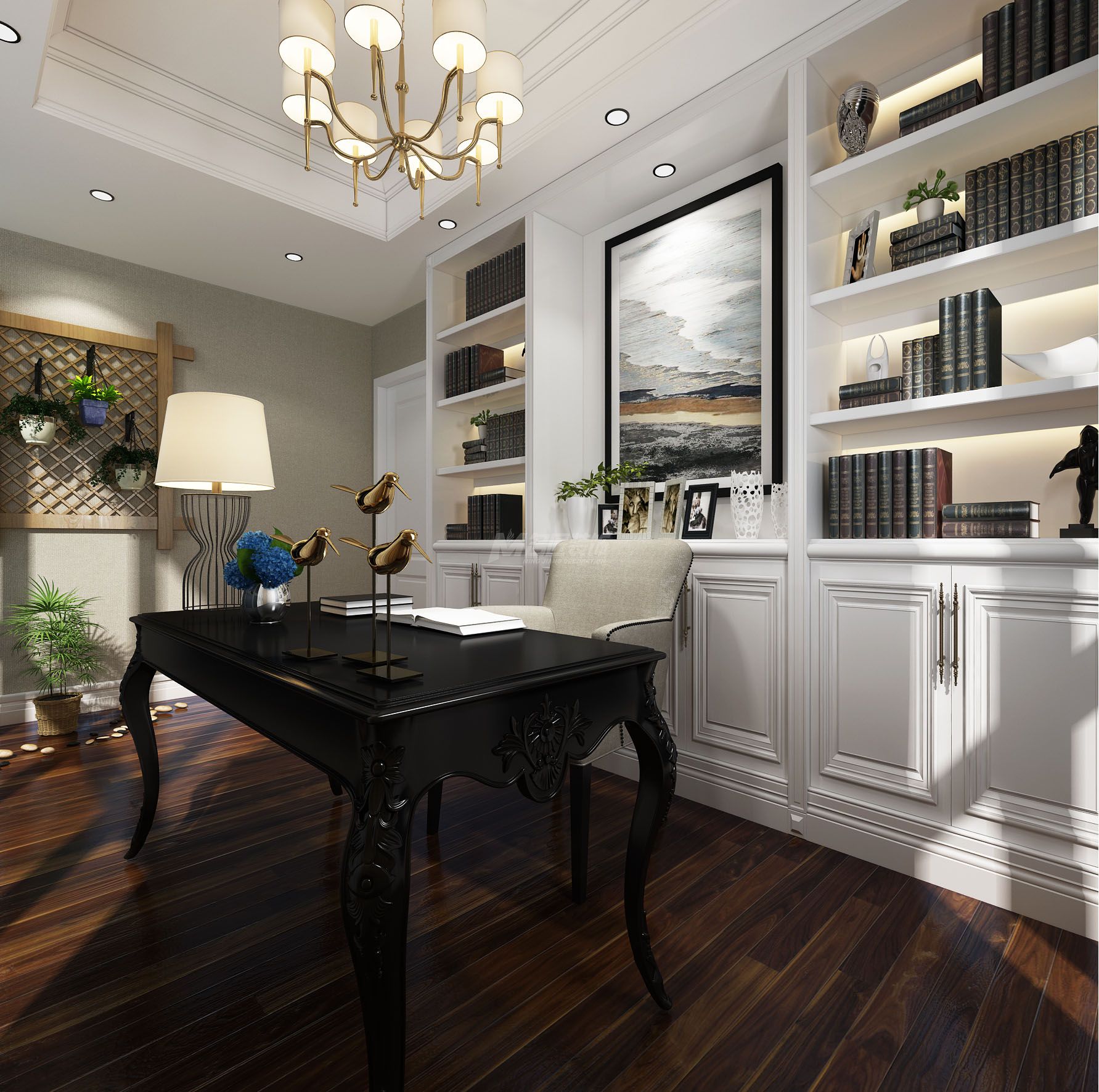 聯(lián)發(fā)君瀾169㎡書(shū)房歐式裝修風(fēng)格效果圖