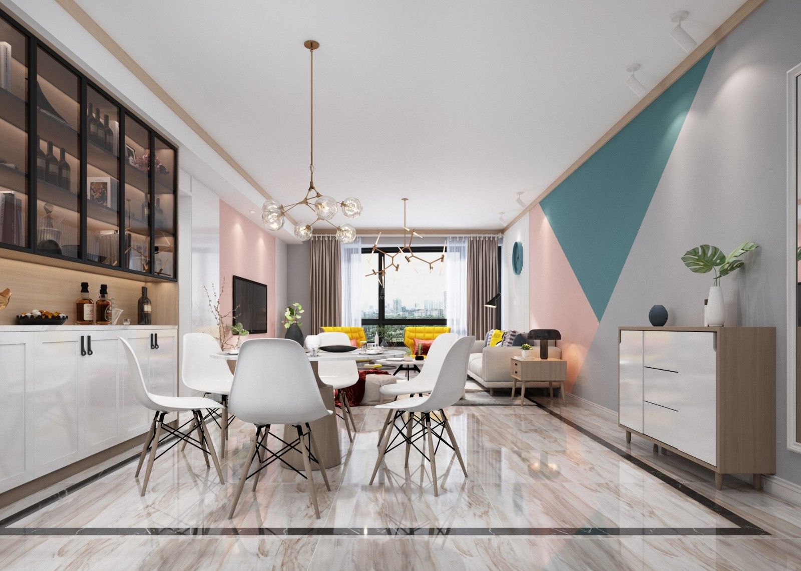 夢之島水晶城130㎡餐廳北歐裝修風(fēng)格效果圖