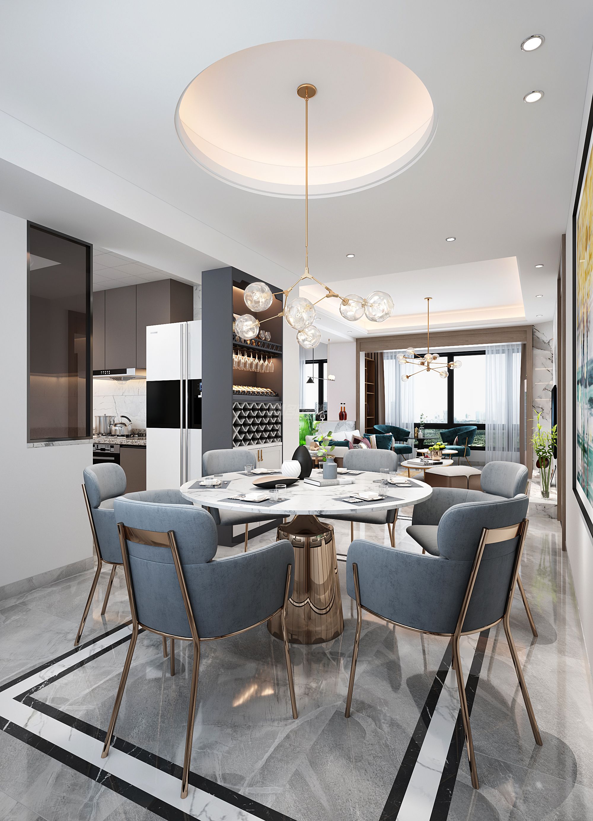 嘉和城溫莎北郡140㎡餐廳現(xiàn)代裝修風(fēng)格效果圖