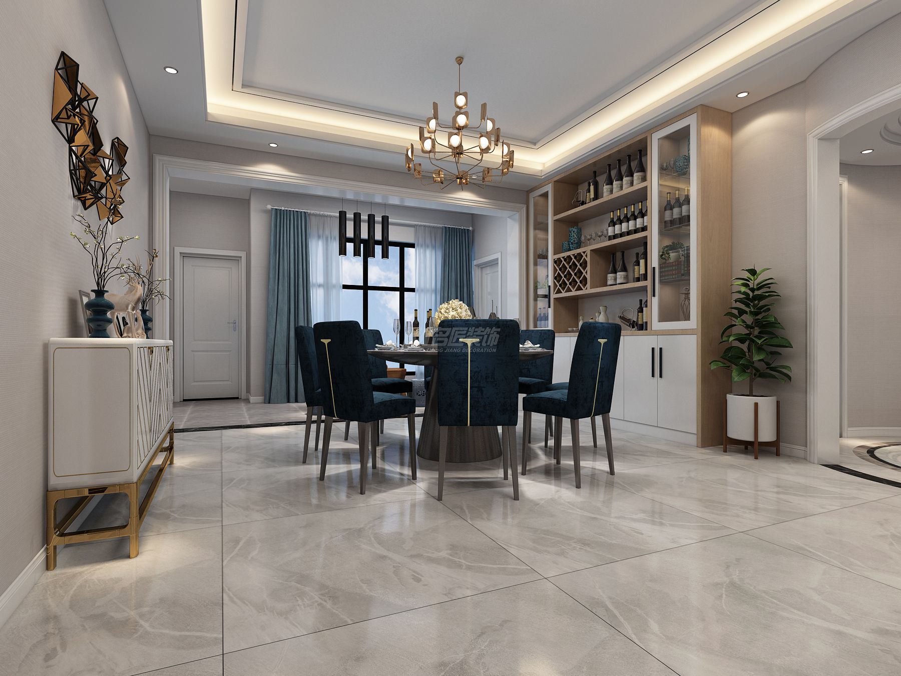 嘉和城塞納左岸180㎡餐廳歐式裝修風格效果圖