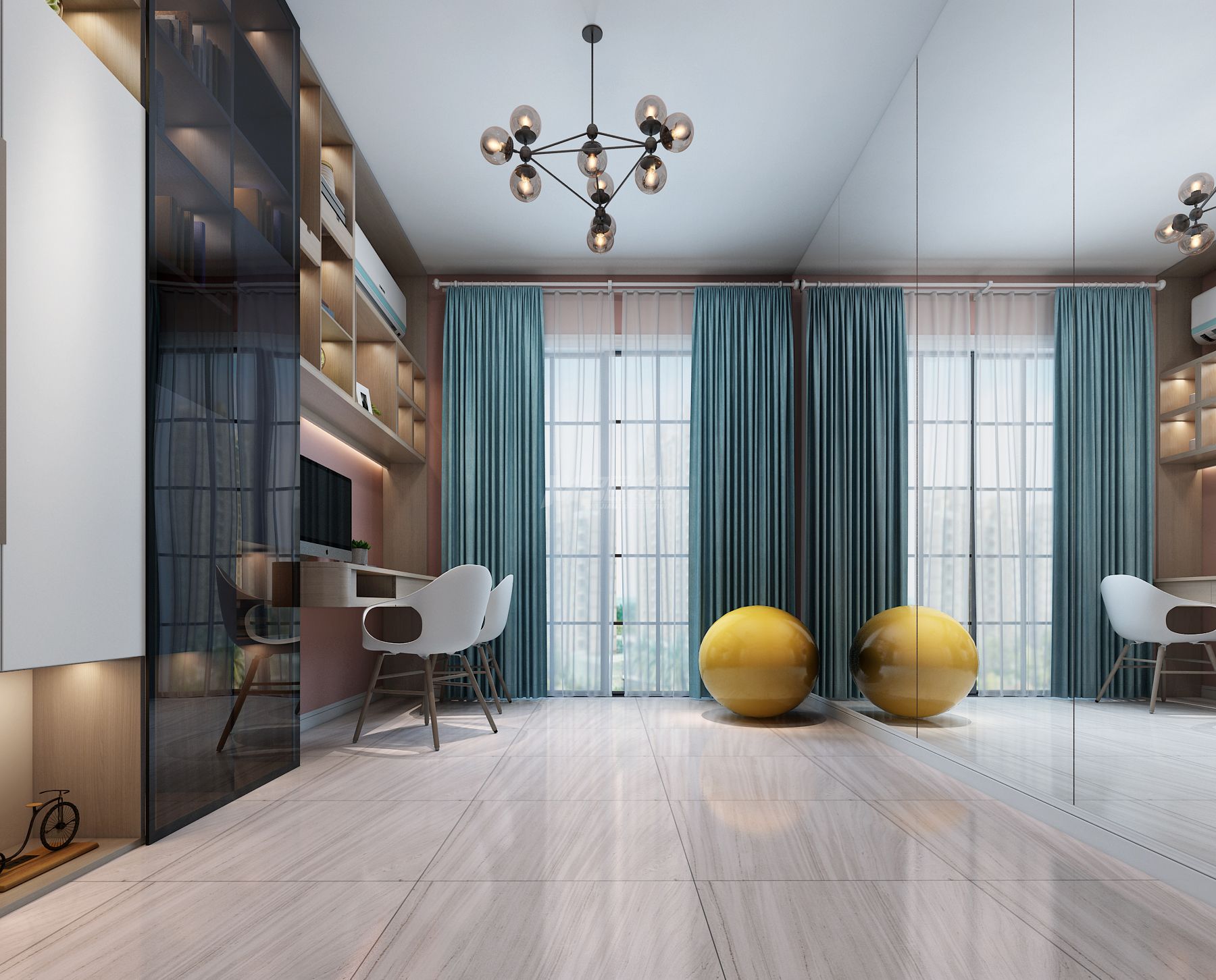 夢之島水晶城130㎡書房北歐裝修風(fēng)格效果圖