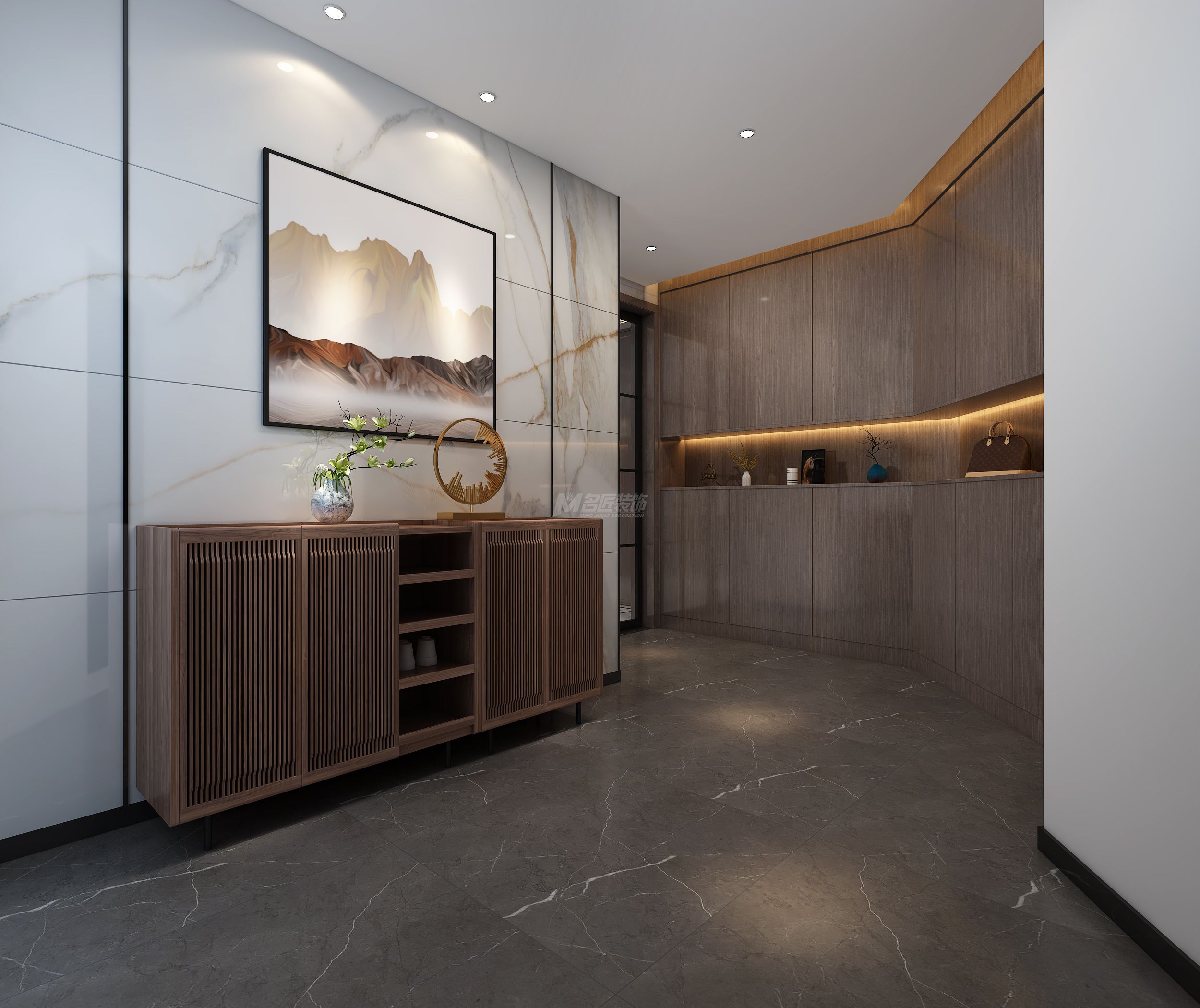 新加坡城190㎡玄關(guān)新中式裝修風(fēng)格效果圖