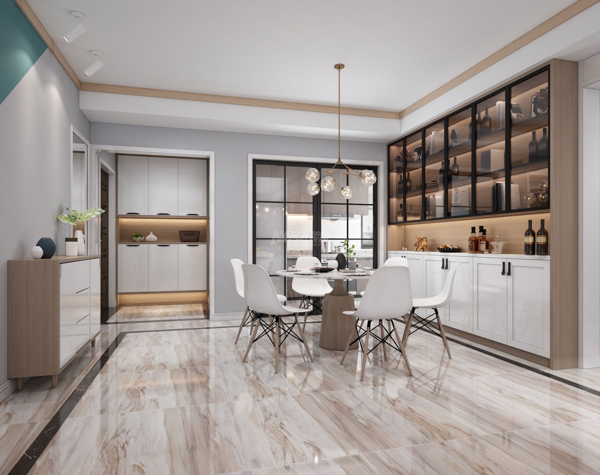 夢之島水晶城130㎡餐廳北歐裝修風(fēng)格效果圖