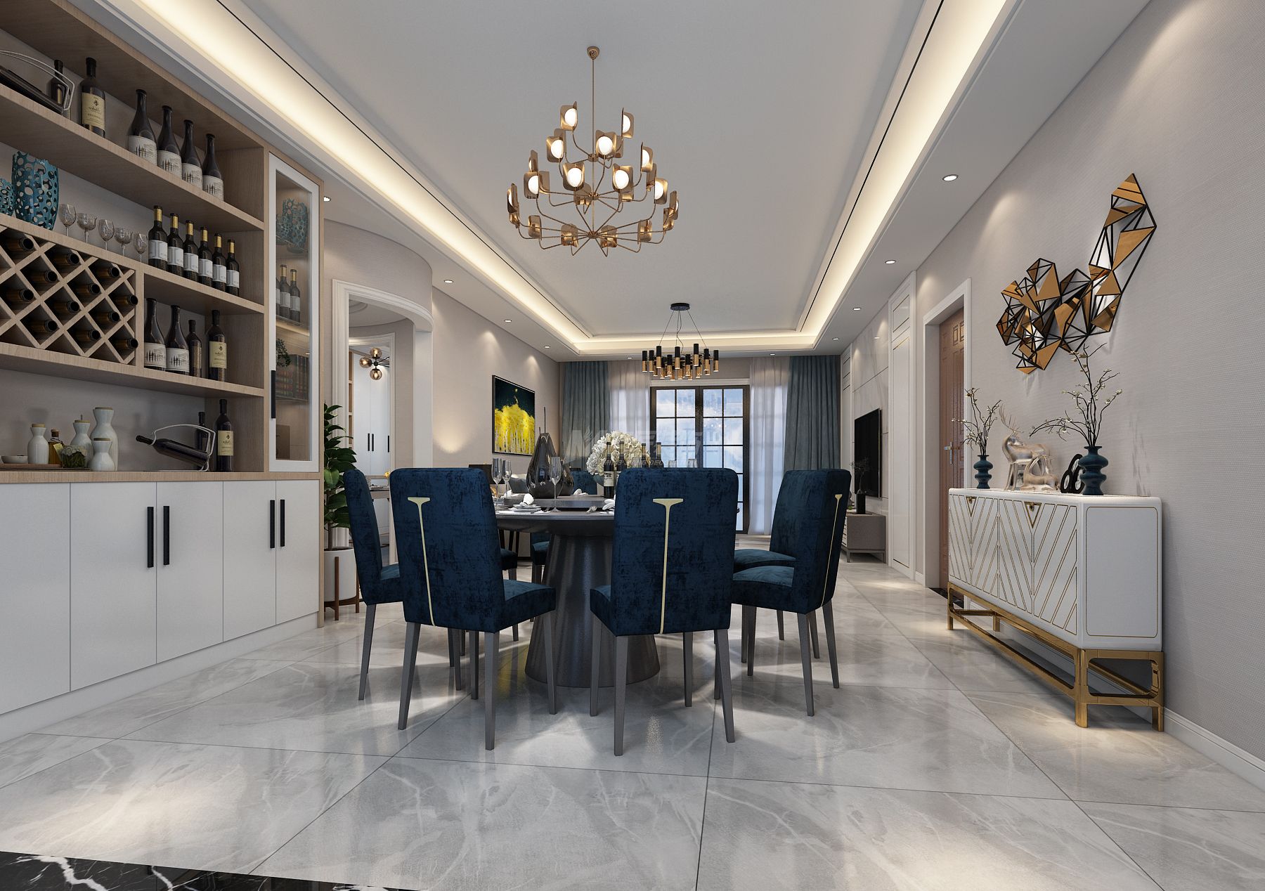 嘉和城塞納左岸180㎡餐廳歐式裝修風格效果圖