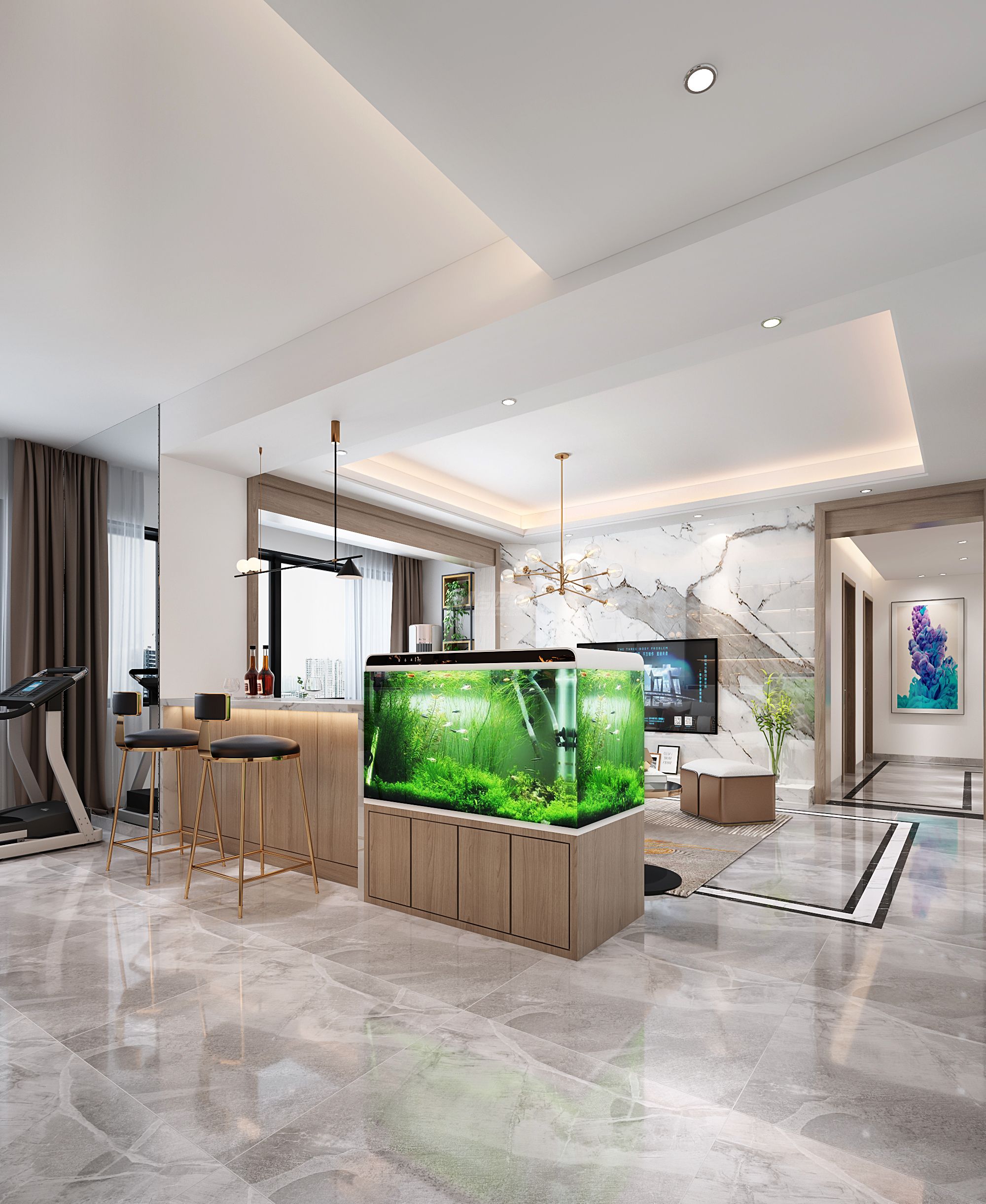 嘉和城溫莎北郡140㎡客廳現(xiàn)代裝修風(fēng)格效果圖