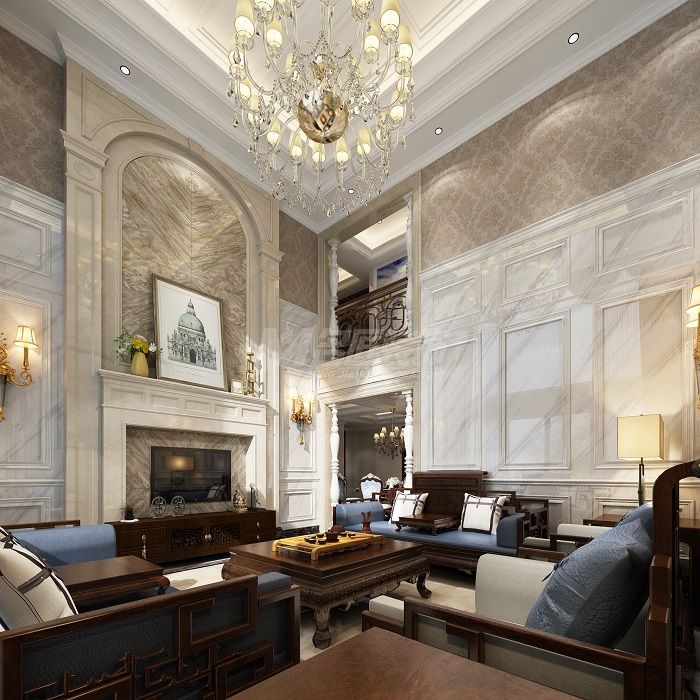 遠(yuǎn)辰山水860㎡客廳歐式裝修風(fēng)格效果圖