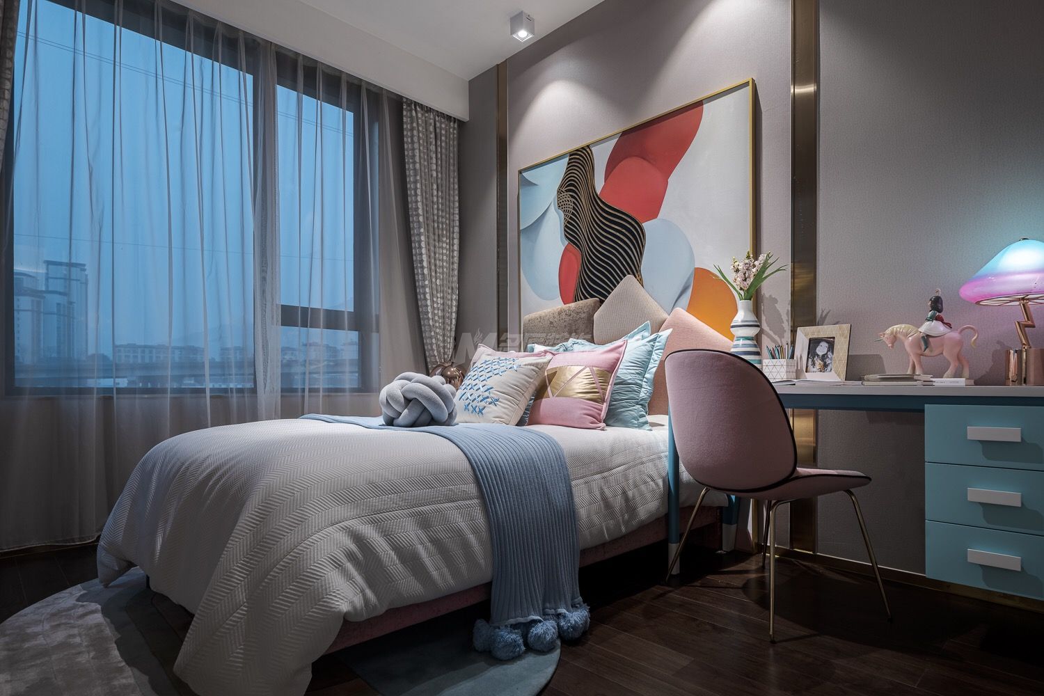 冠江墅216㎡女兒房現(xiàn)代簡(jiǎn)約裝修風(fēng)格效果圖