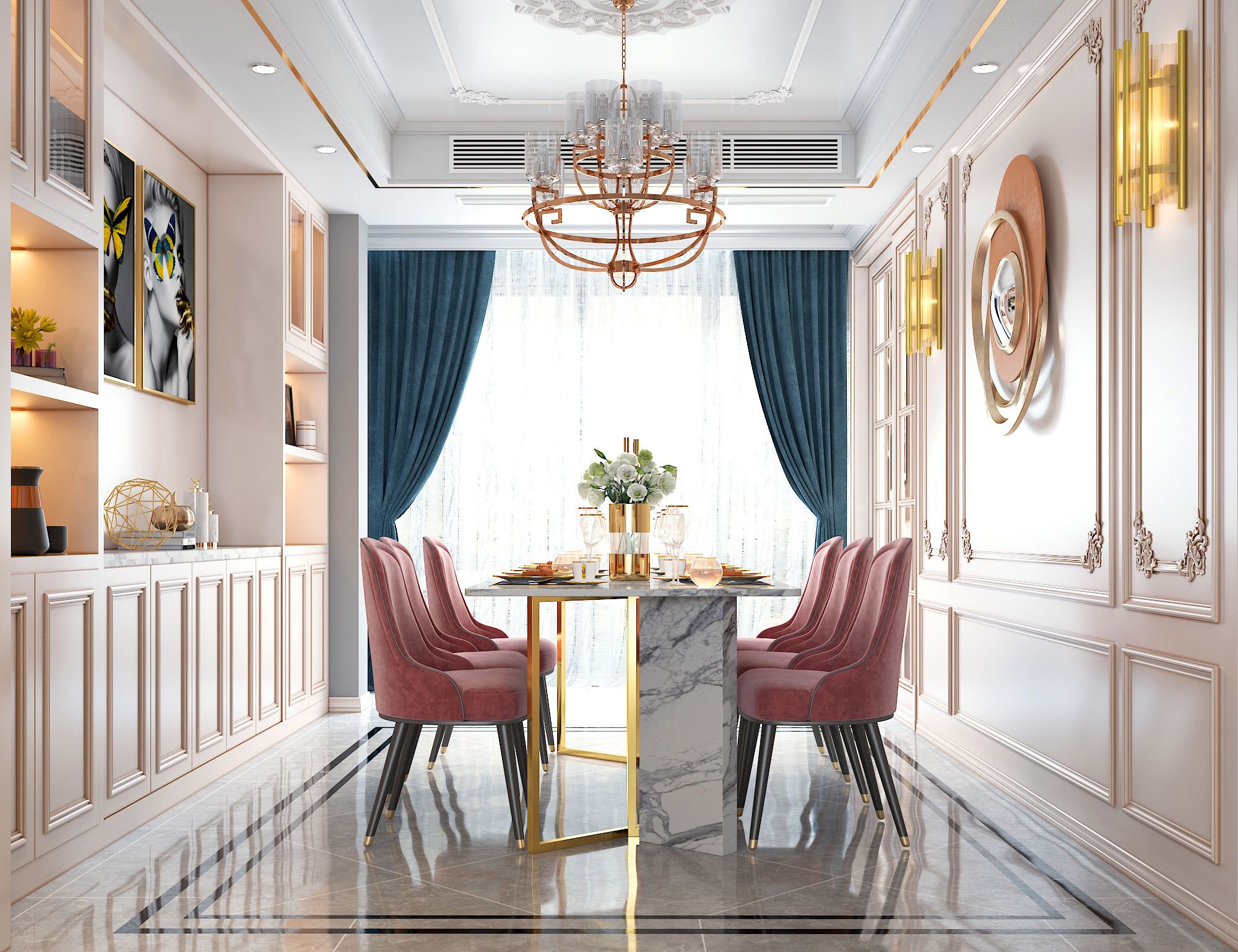 萬(wàn)達(dá)茂168㎡餐廳簡(jiǎn)歐輕奢裝修風(fēng)格效果圖