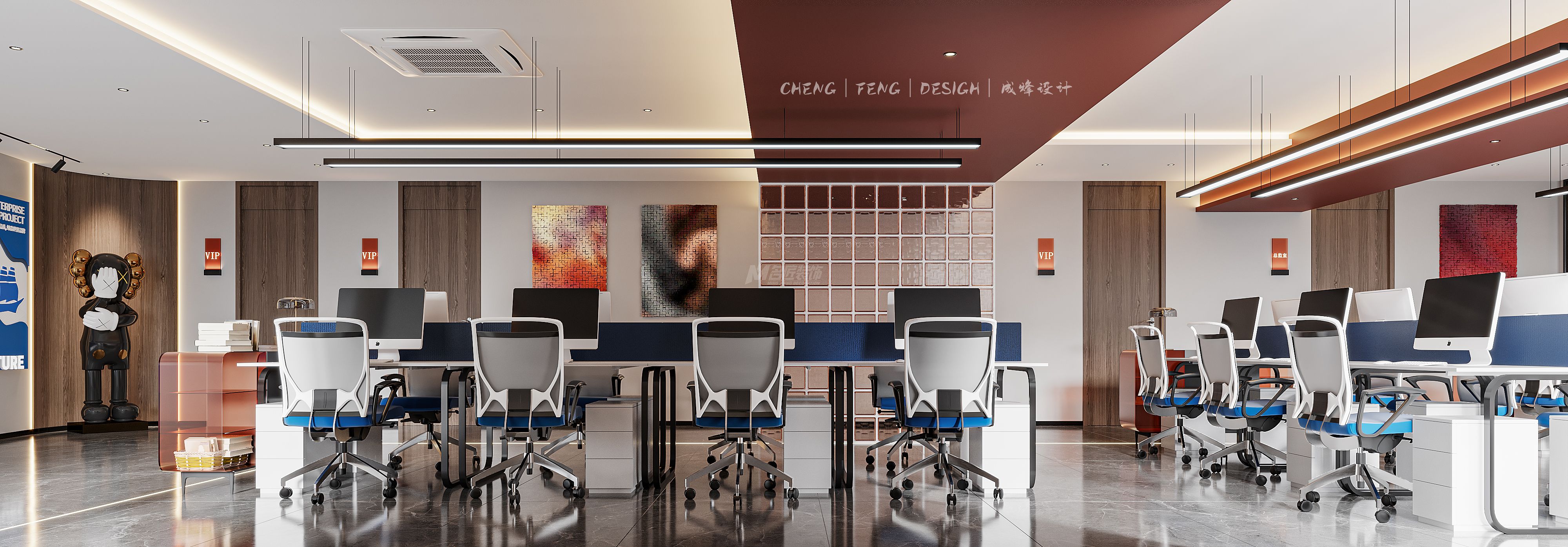 湛江家居美學(xué)館2000㎡辦公區(qū)現(xiàn)代輕奢裝修案例效果圖