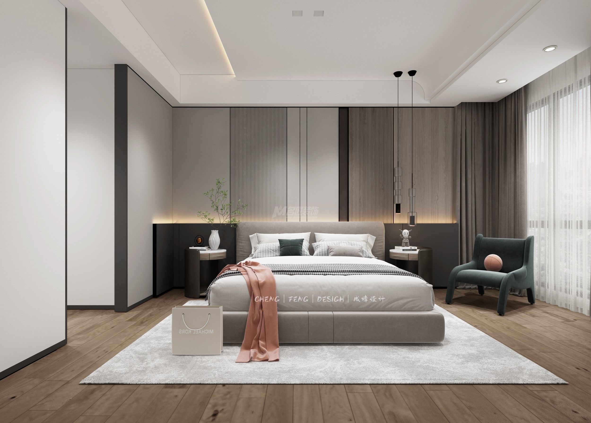 國賓學(xué)府140㎡主臥現(xiàn)代輕奢裝修風(fēng)格效果圖