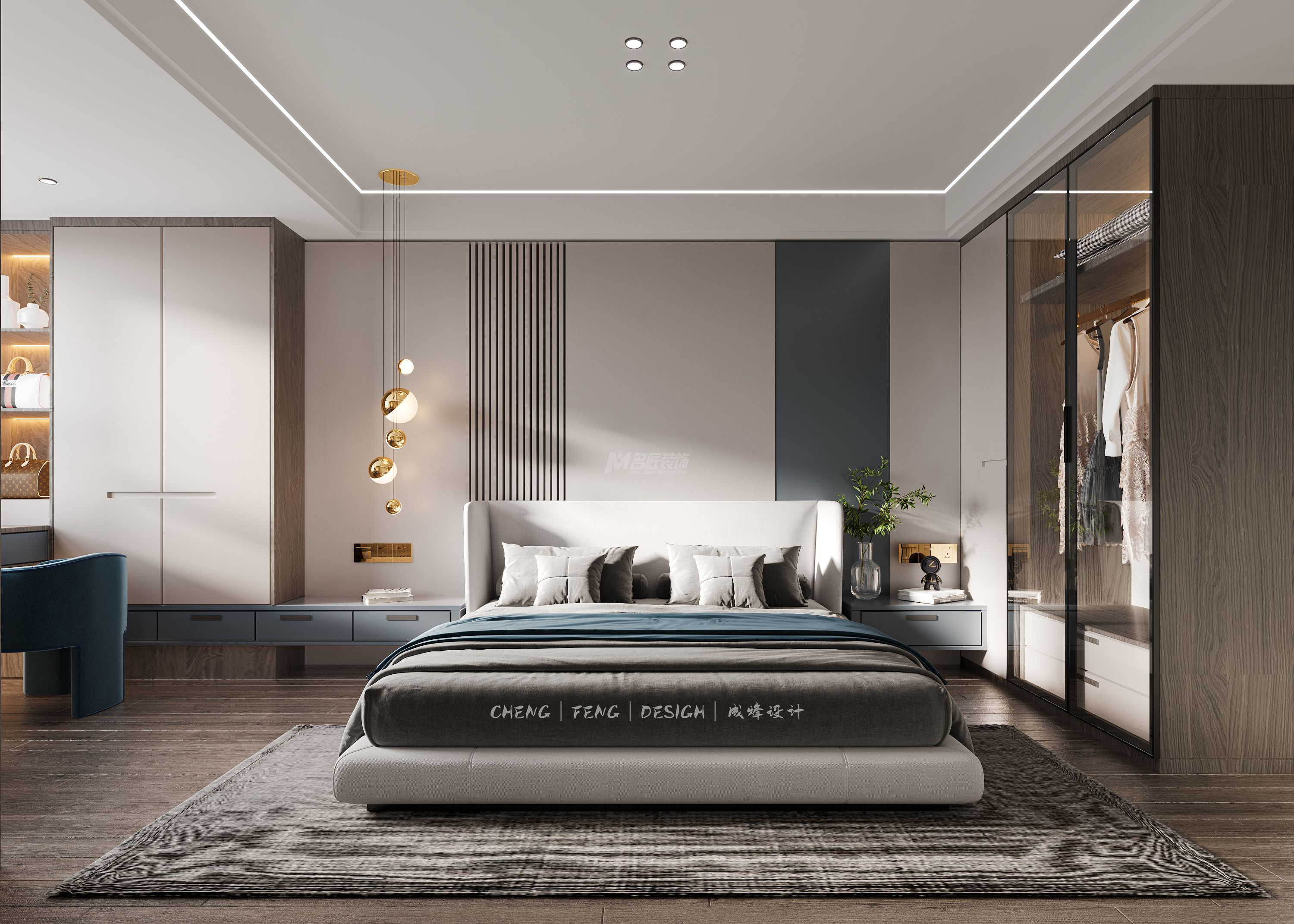 軌道壹號城160㎡兒童房現(xiàn)代輕奢裝修風(fēng)格案例效果圖