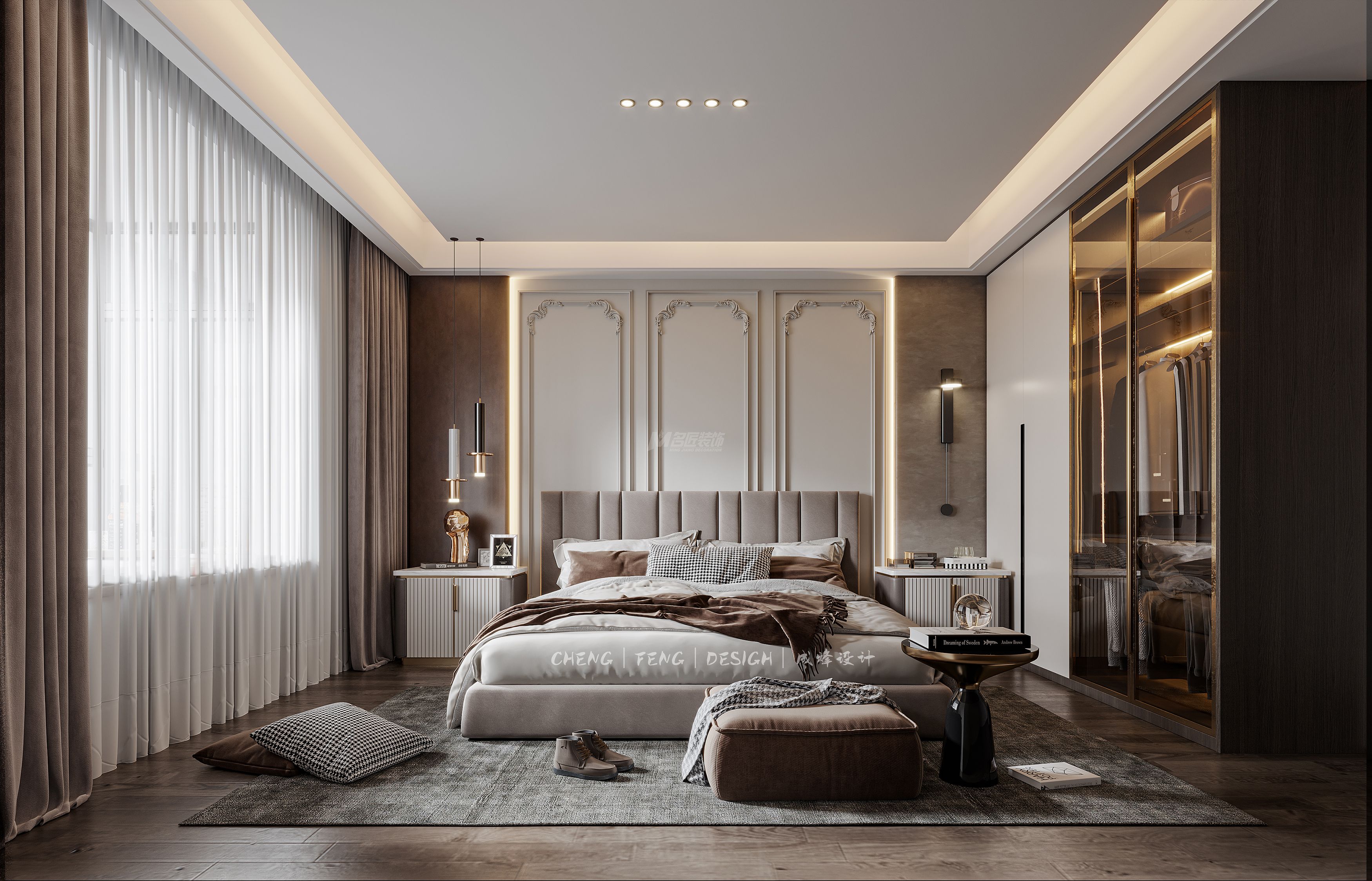 軌道壹號城160㎡主臥現(xiàn)代輕奢裝修風(fēng)格案例效果圖