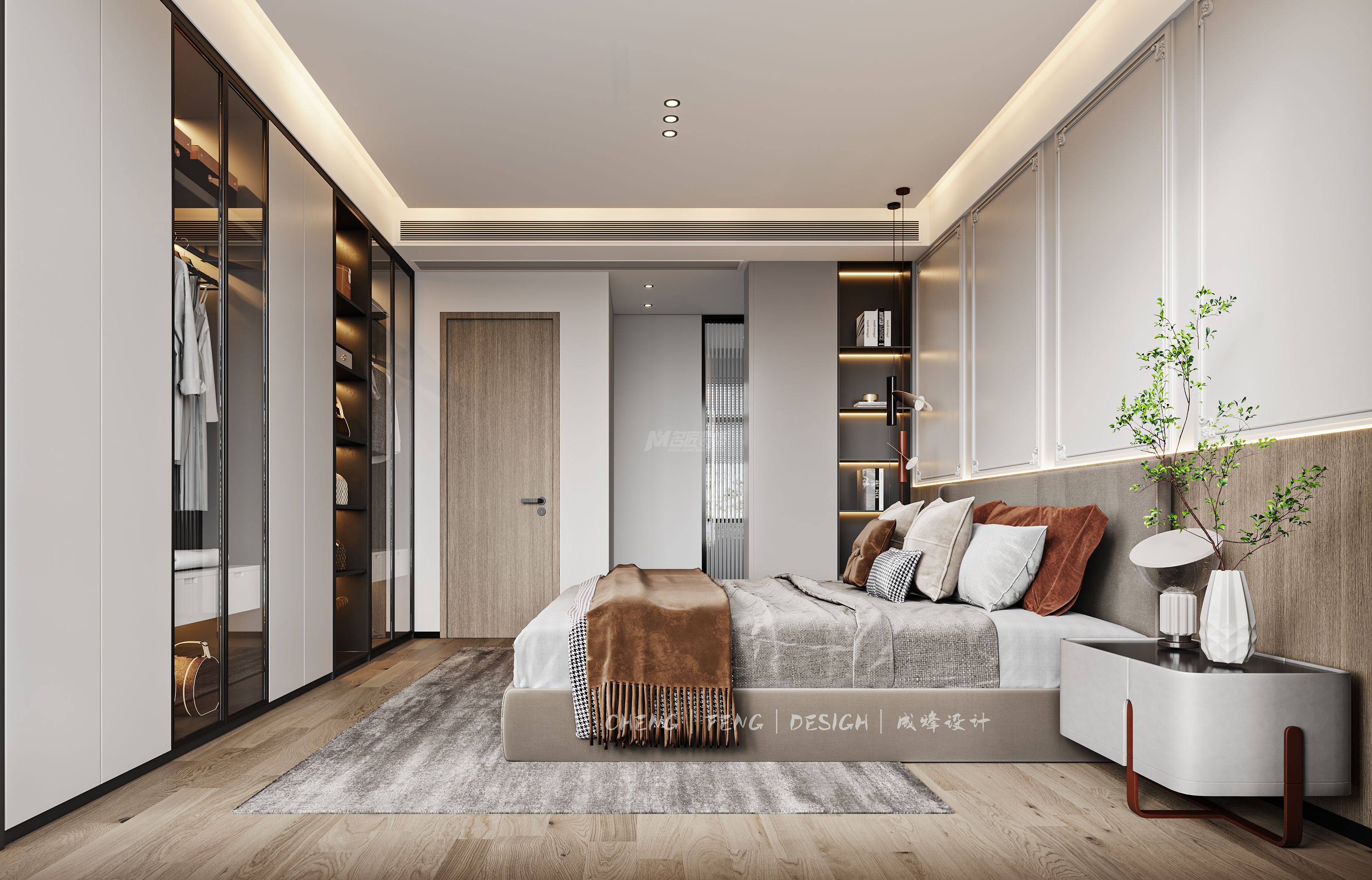 龍光天曜400㎡主臥現(xiàn)代輕奢裝修風(fēng)格效果圖