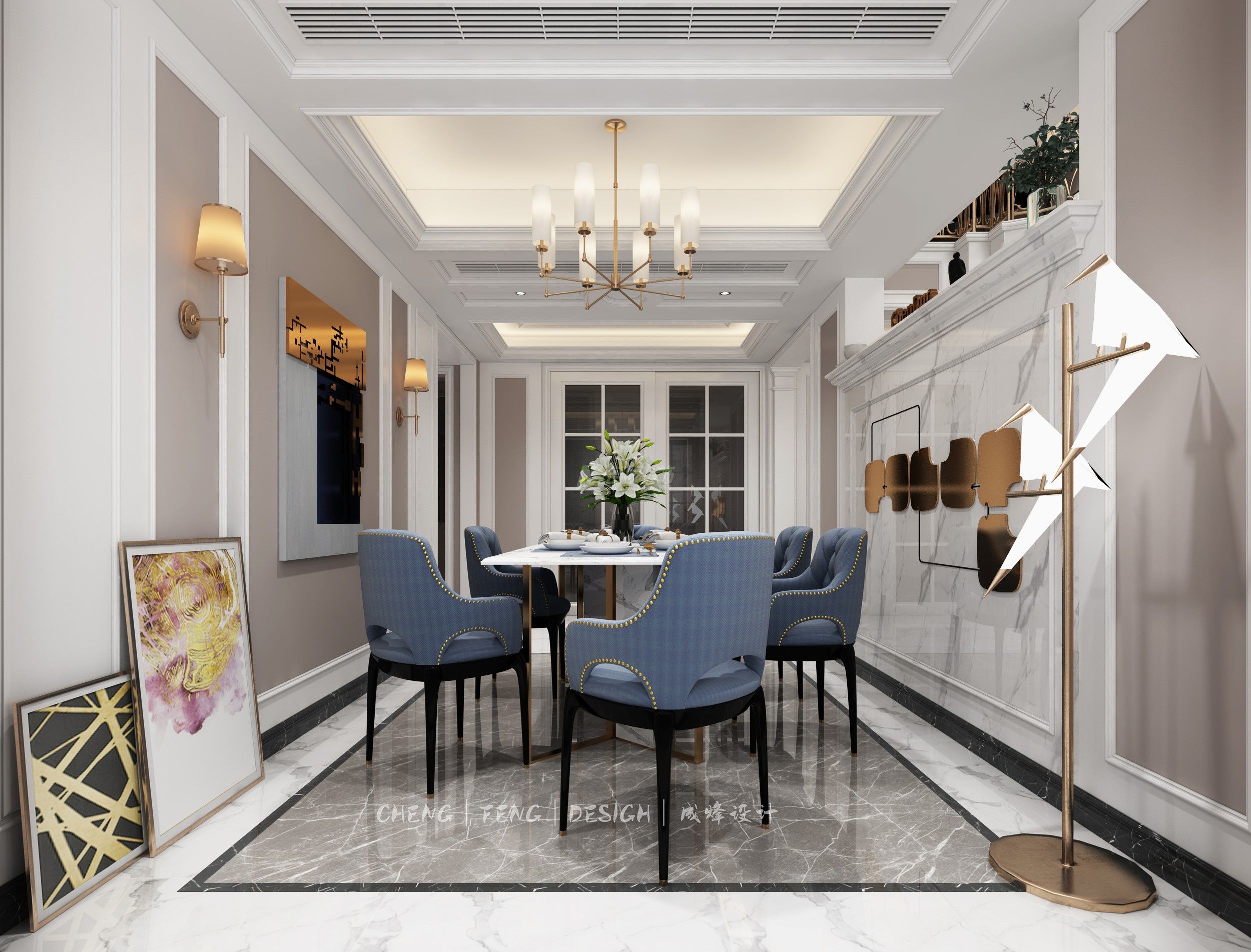 大觀天下280㎡餐廳簡歐裝修風格效果圖