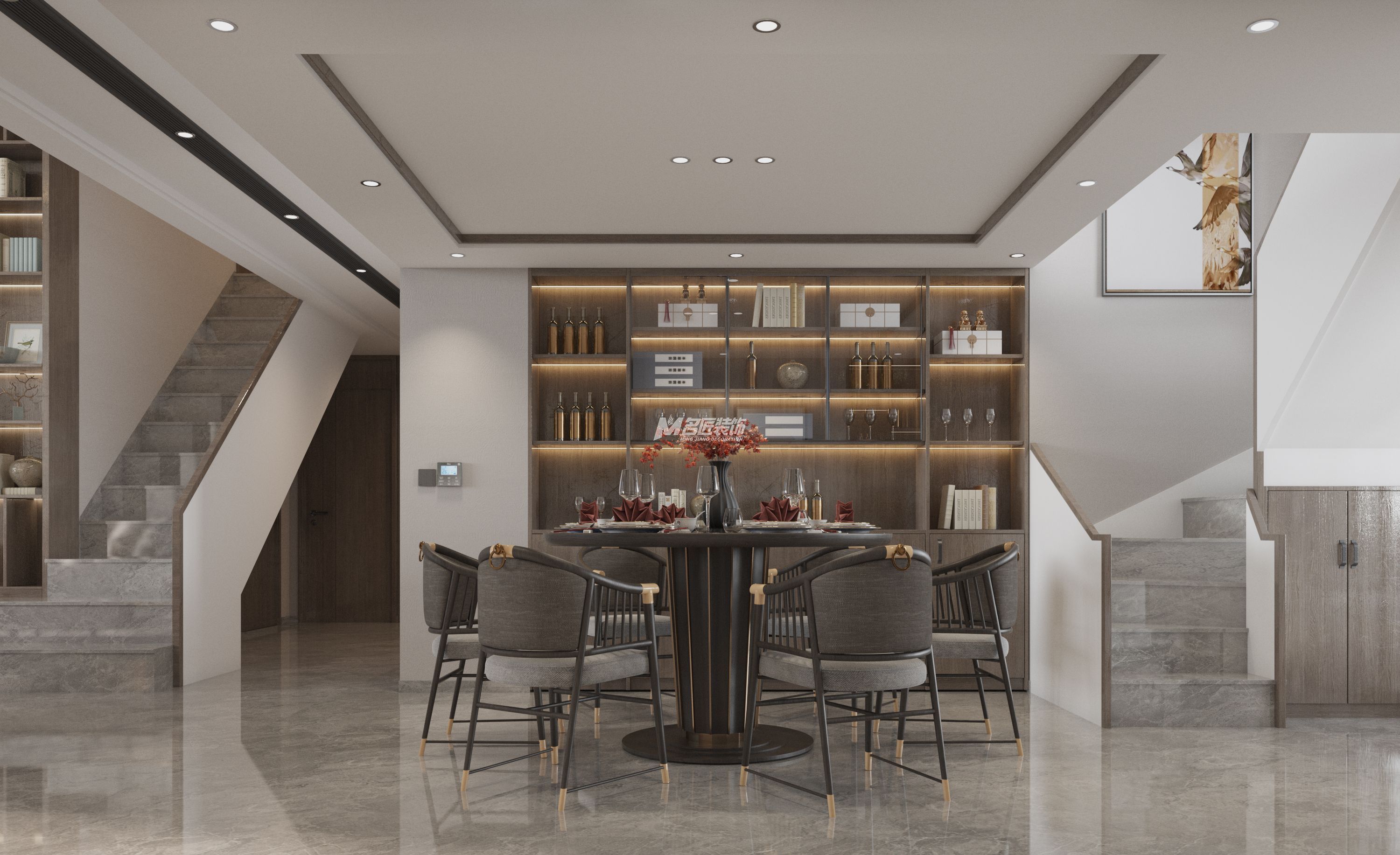 安吉山語(yǔ)城500㎡餐廳新中式裝修風(fēng)格效果圖