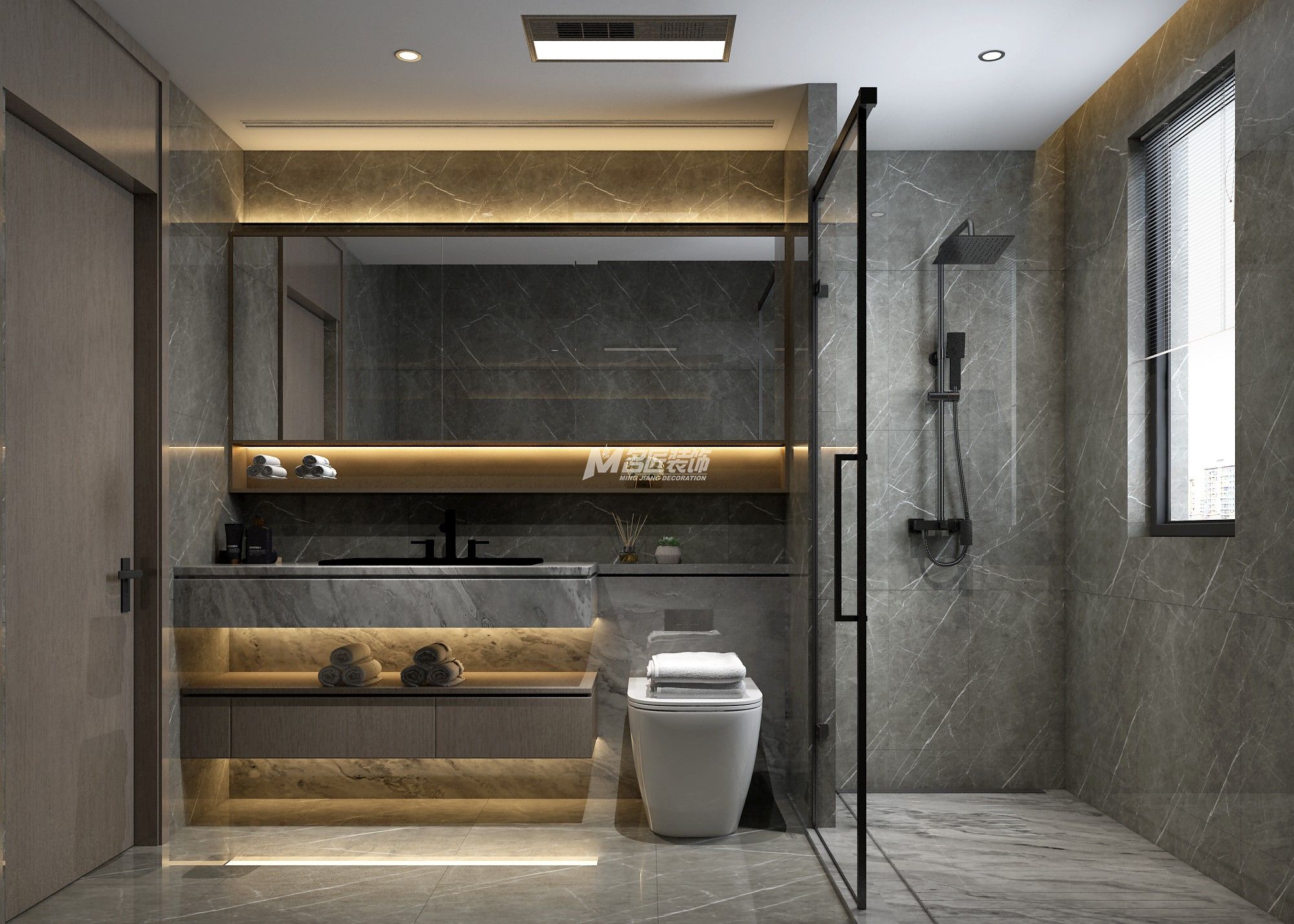 南寧天譽(yù)城180㎡主衛(wèi)現(xiàn)代輕奢裝修風(fēng)格案例效果圖