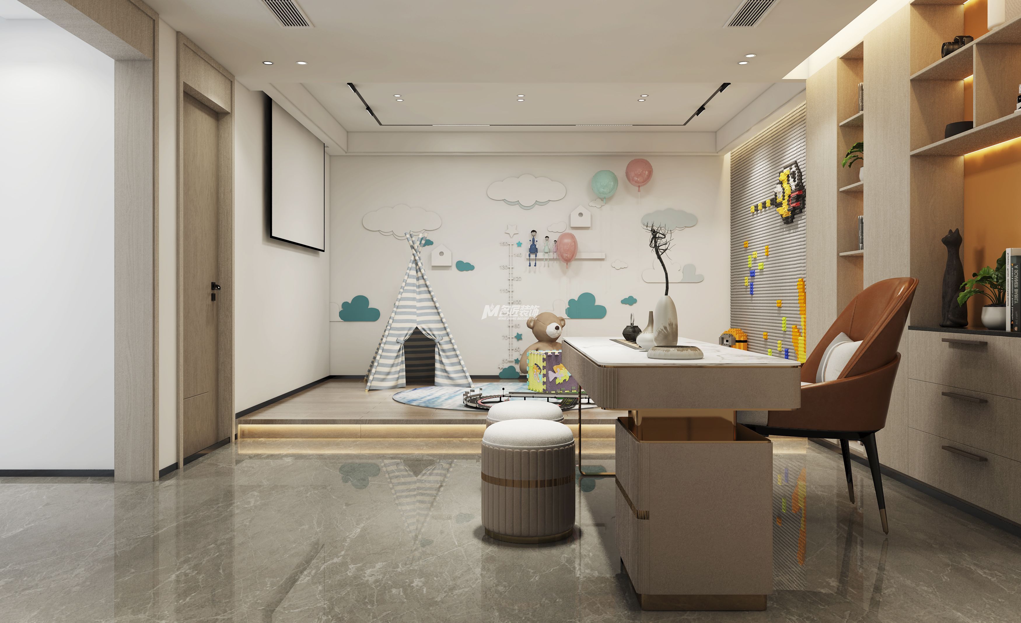 南寧恒大華府400㎡休息區(qū)現(xiàn)代輕奢裝修風格效果圖	