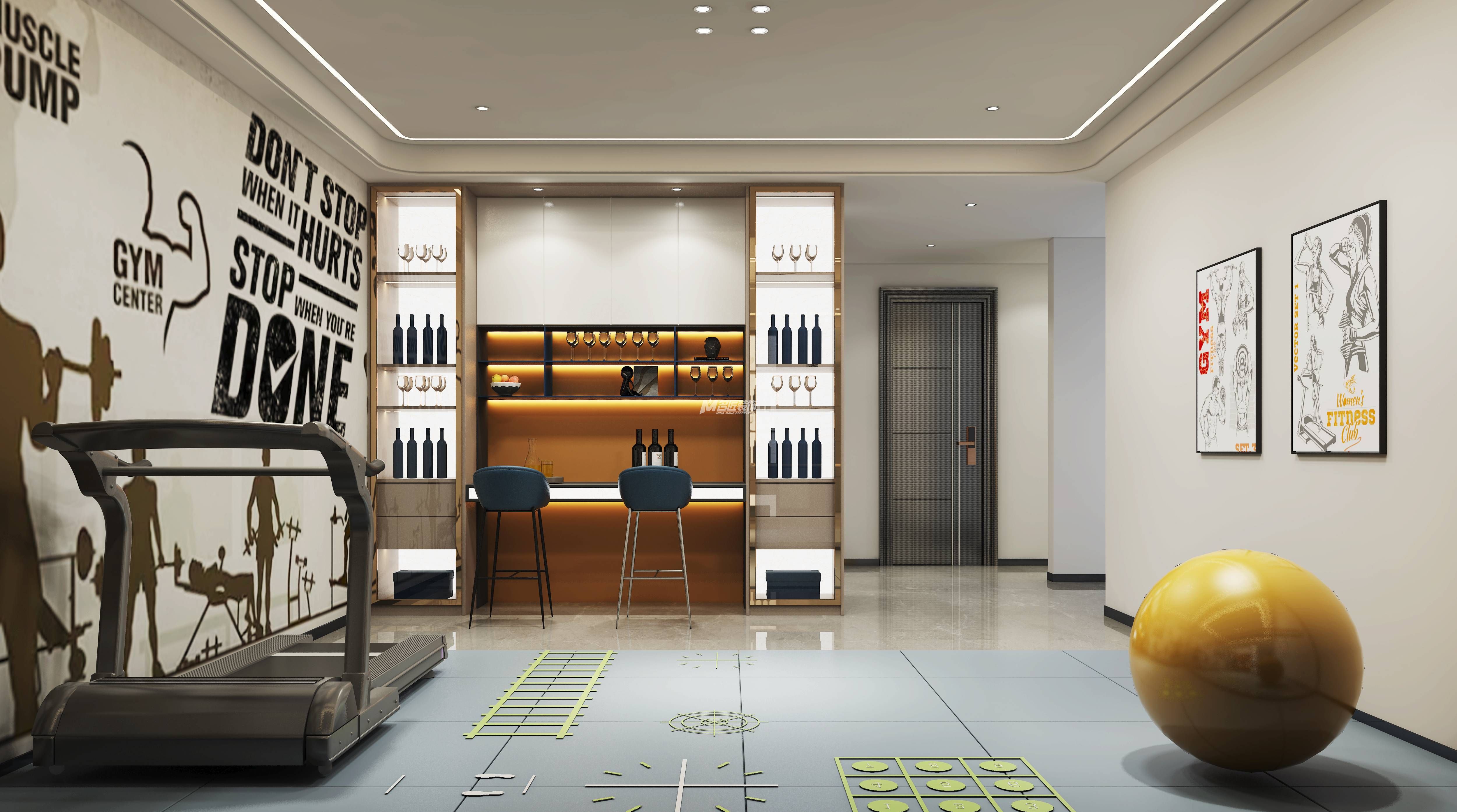 南寧恒大華府400㎡健身房現(xiàn)代輕奢裝修風格效果圖	