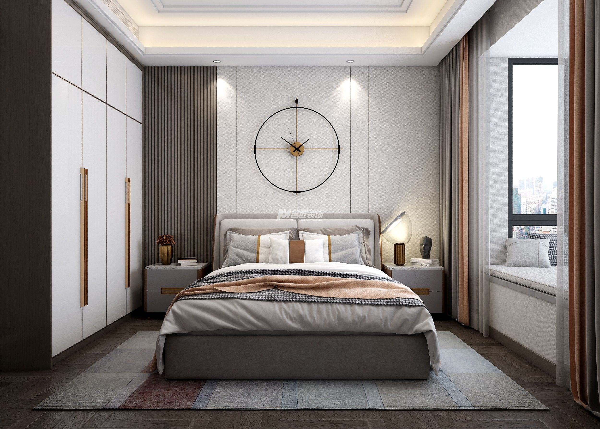 南寧天譽(yù)城180㎡次臥現(xiàn)代輕奢裝修風(fēng)格案例效果圖