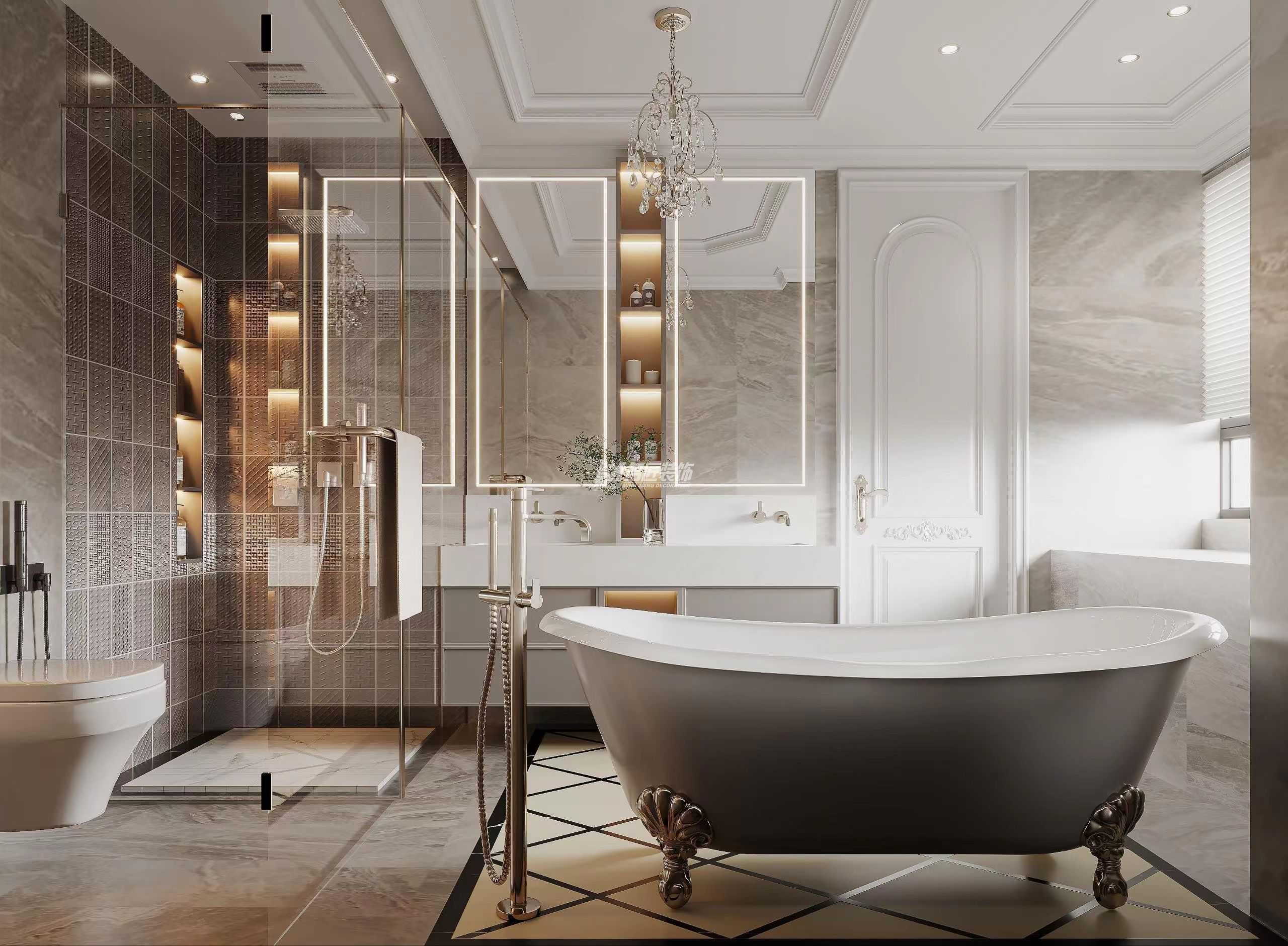 南寧盛科城190㎡歐式裝修風(fēng)格主衛(wèi)案例效果圖