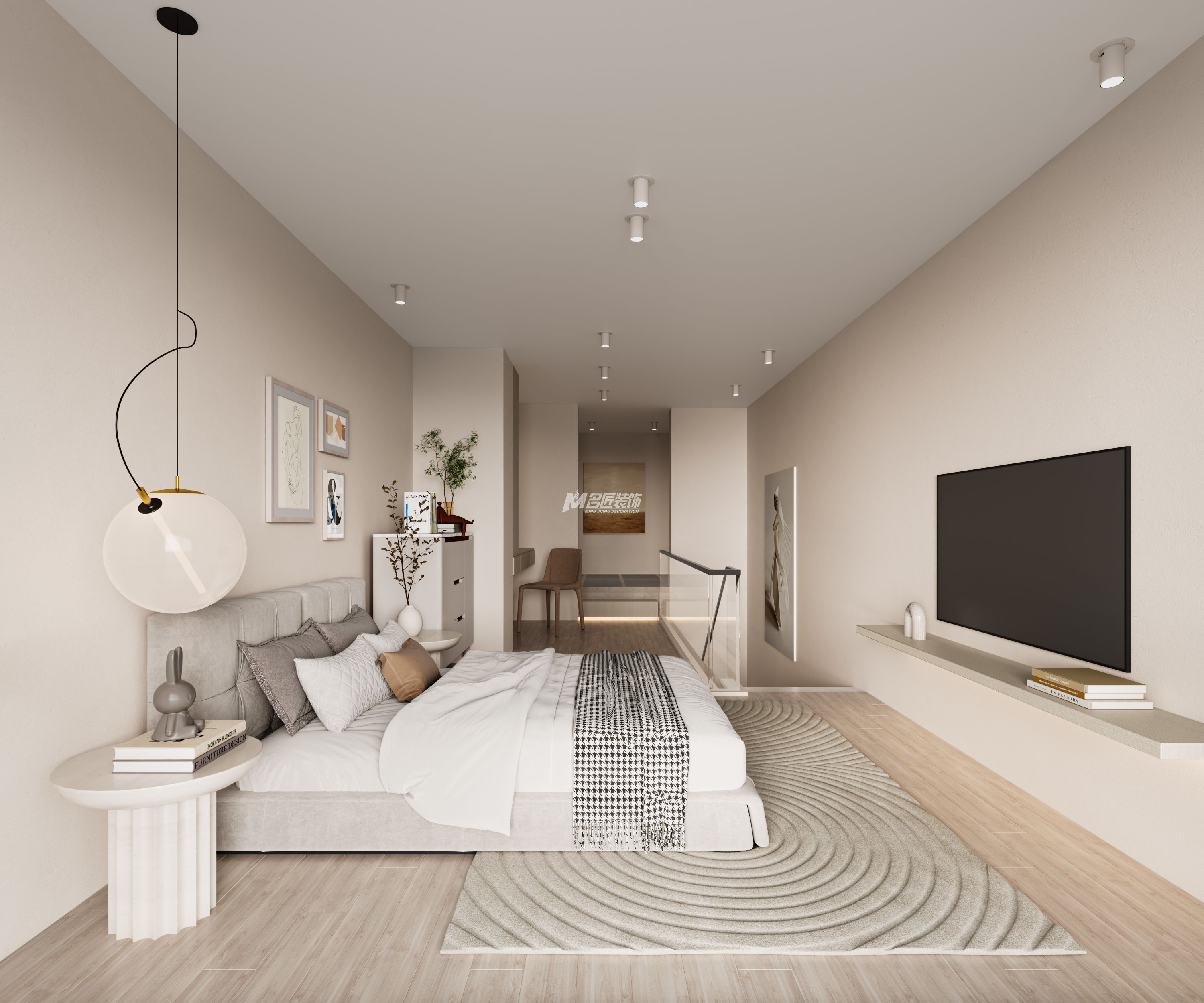 南寧北大龍廷50㎡現(xiàn)代簡約主臥裝修風格效果圖