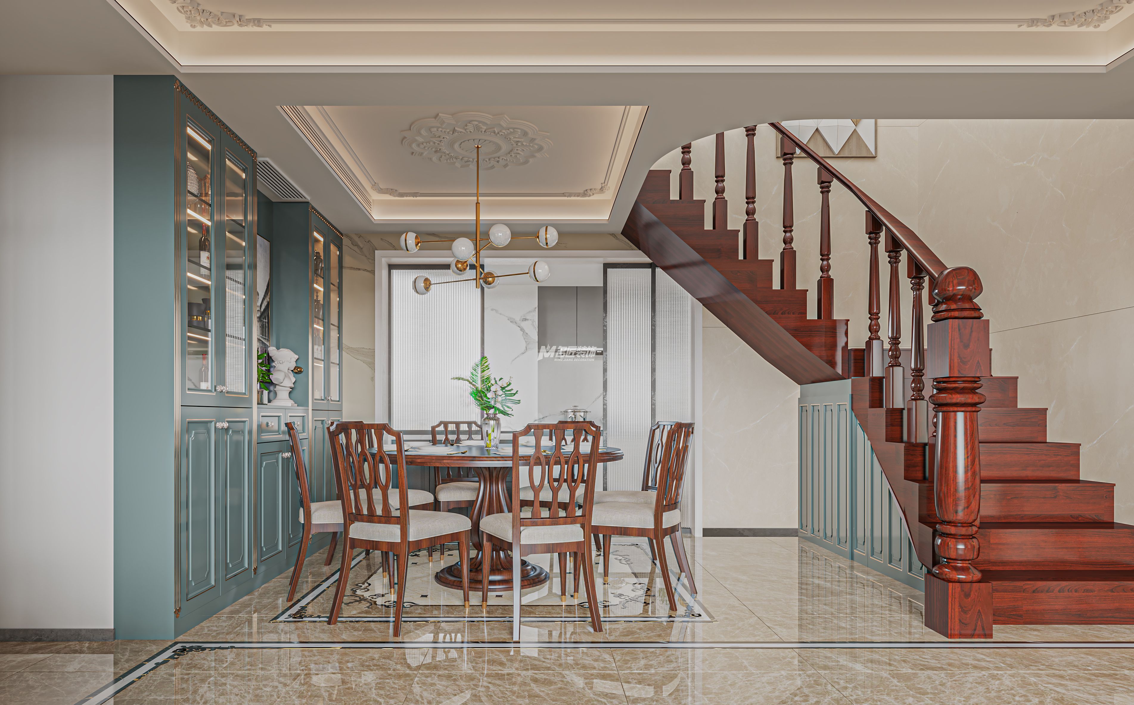 南寧盛科城190㎡歐式裝修風(fēng)格餐廳案例效果圖